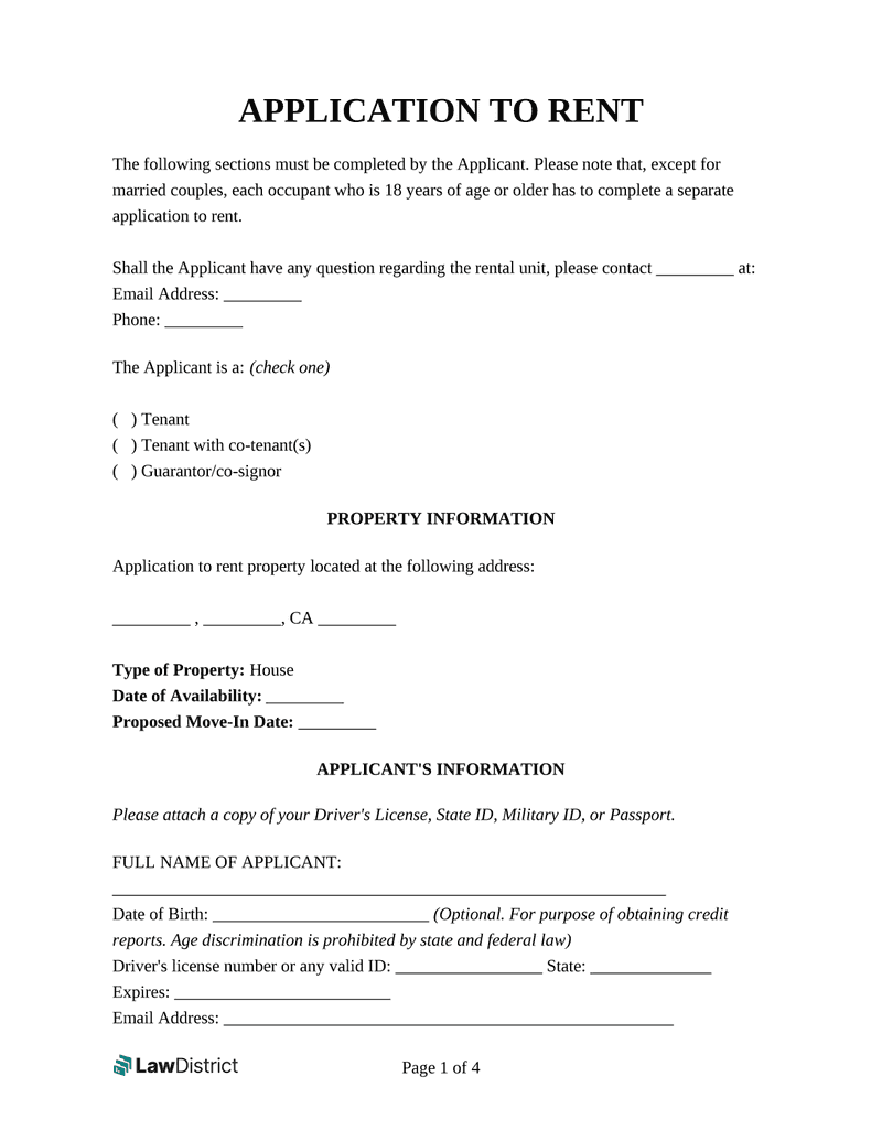 Free Onlie Printable Rent In Case Of Emergency Form