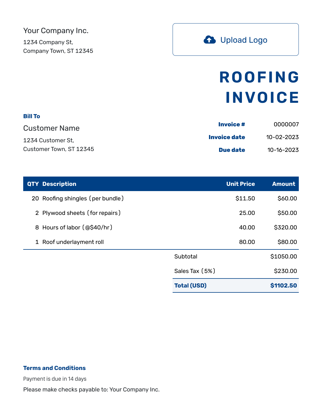 Free Printable Roofing Estimate Forms