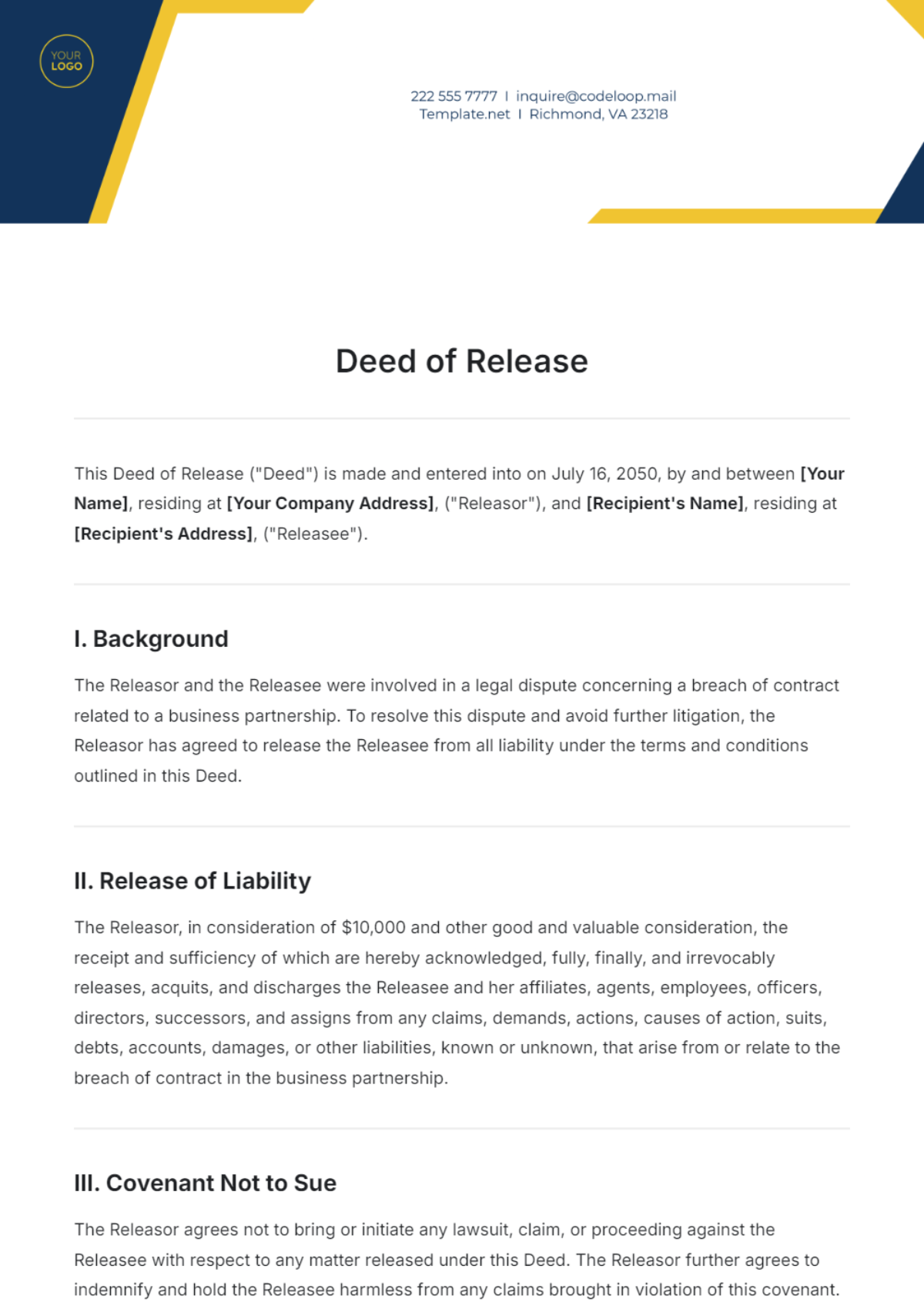 Free Simple Gift Deed Template To Edit Online