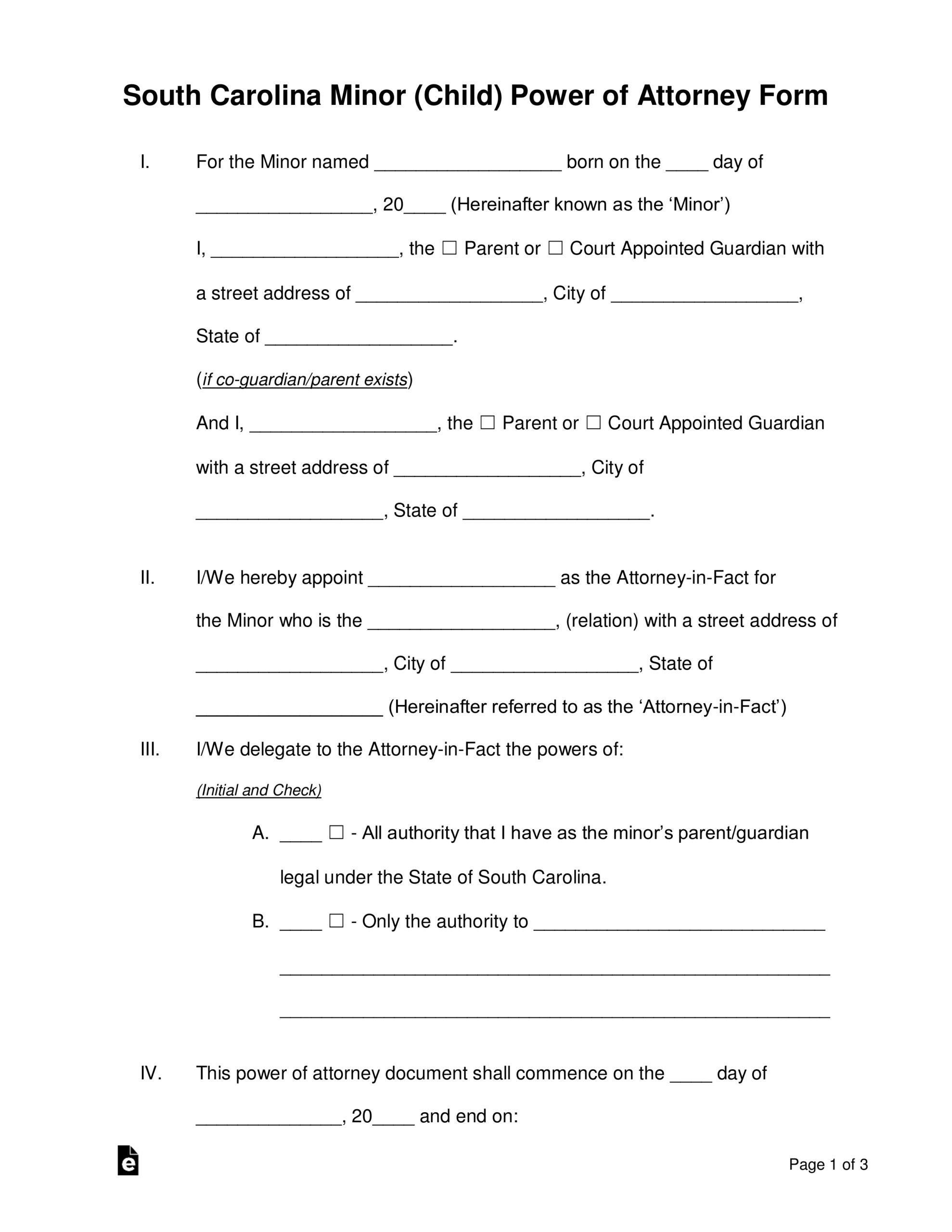 Free Printable Guardianship Forms Pdf