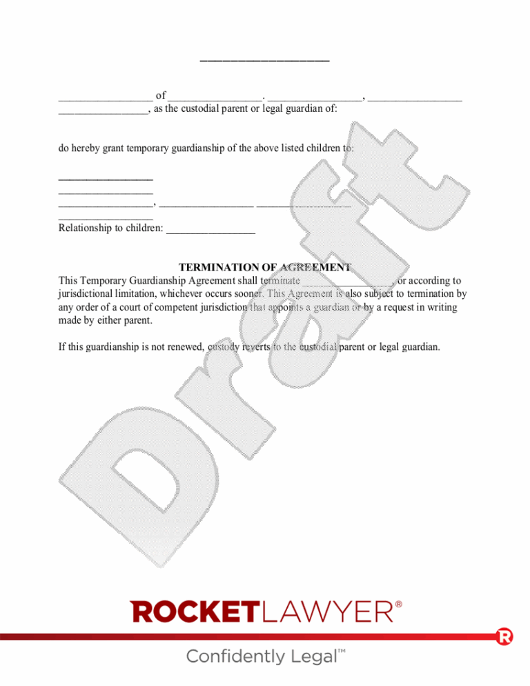 Free Temporary Guardianship Agreement Free To Print Save U0026 Download