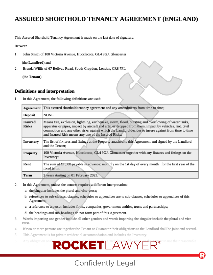 Free Tenancy Agreement Template U0026 FAQs Rocket Lawyer UK