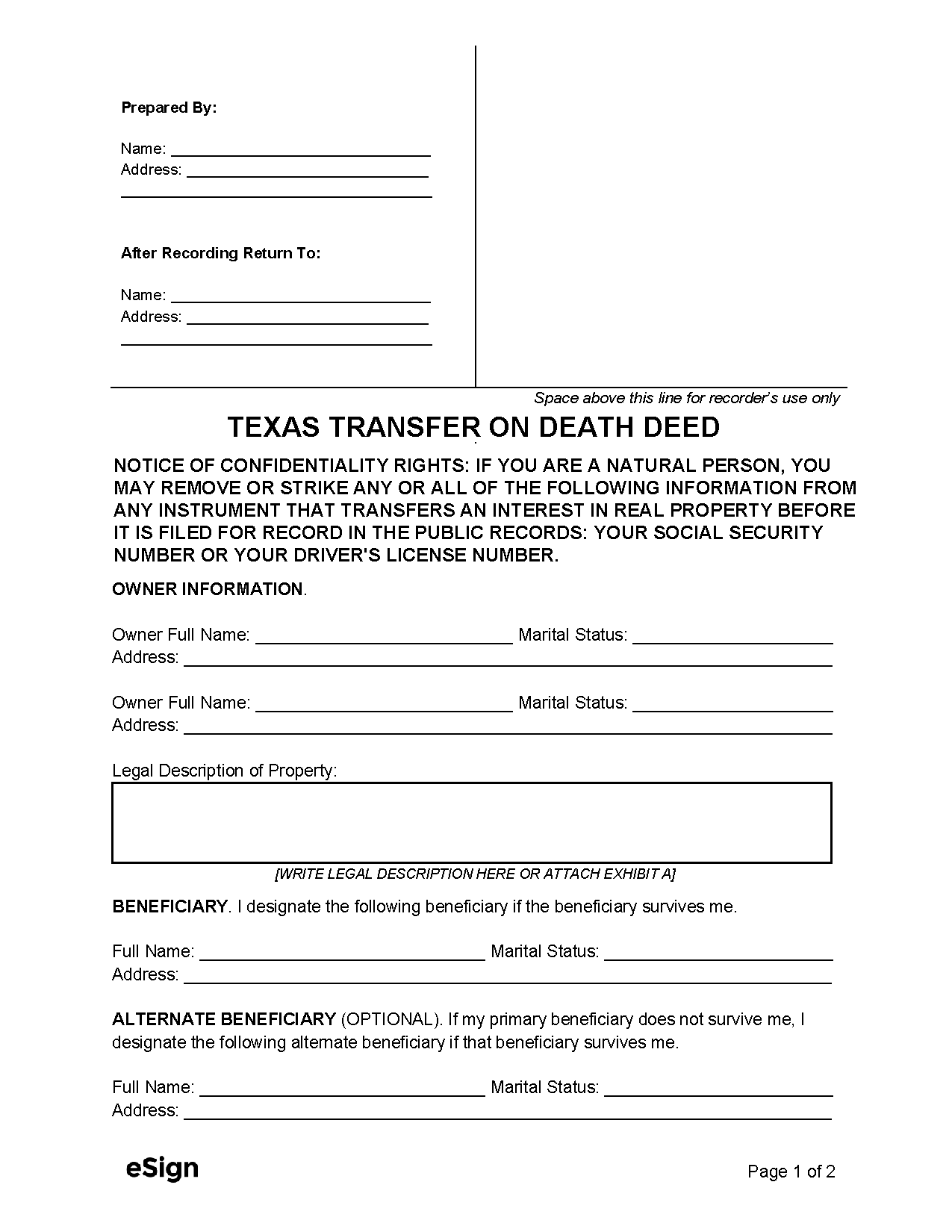 Free Texas Deed Forms PDF Word
