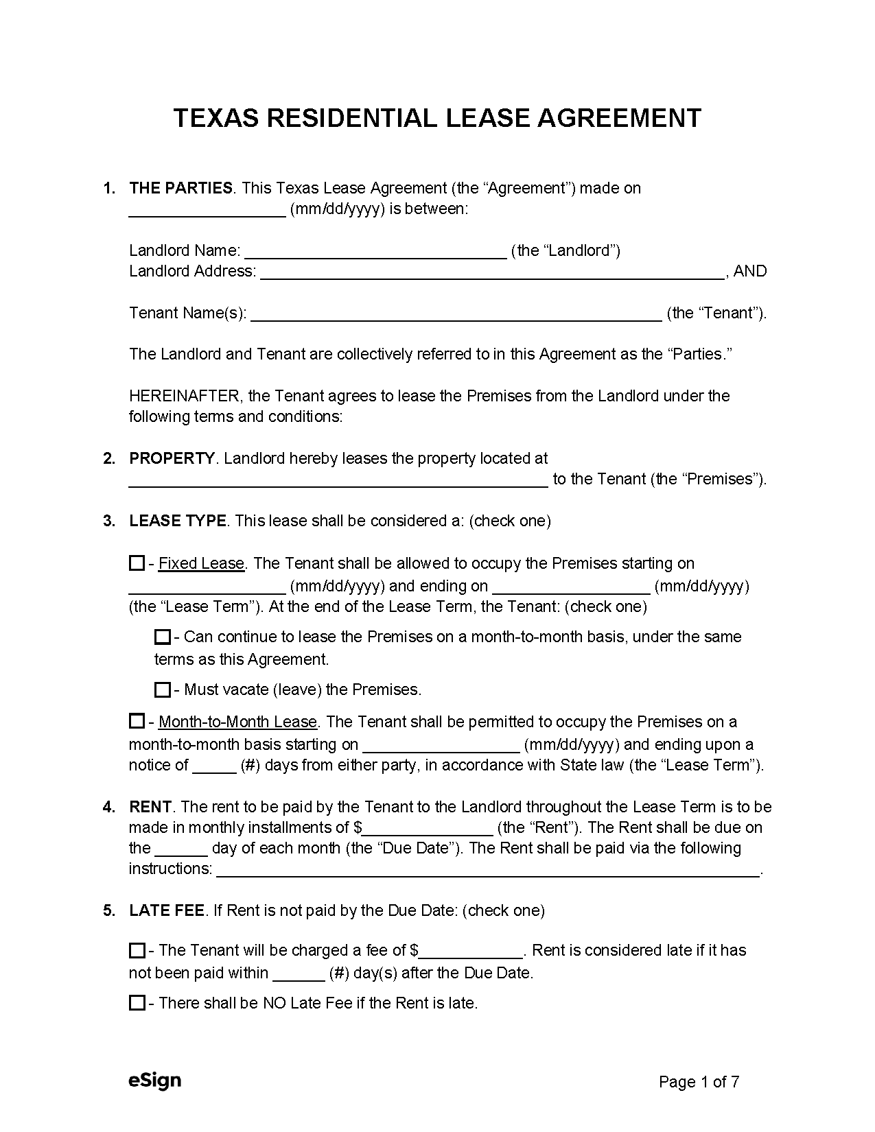 Basic Pa Residential Lease Forms Free Printable
