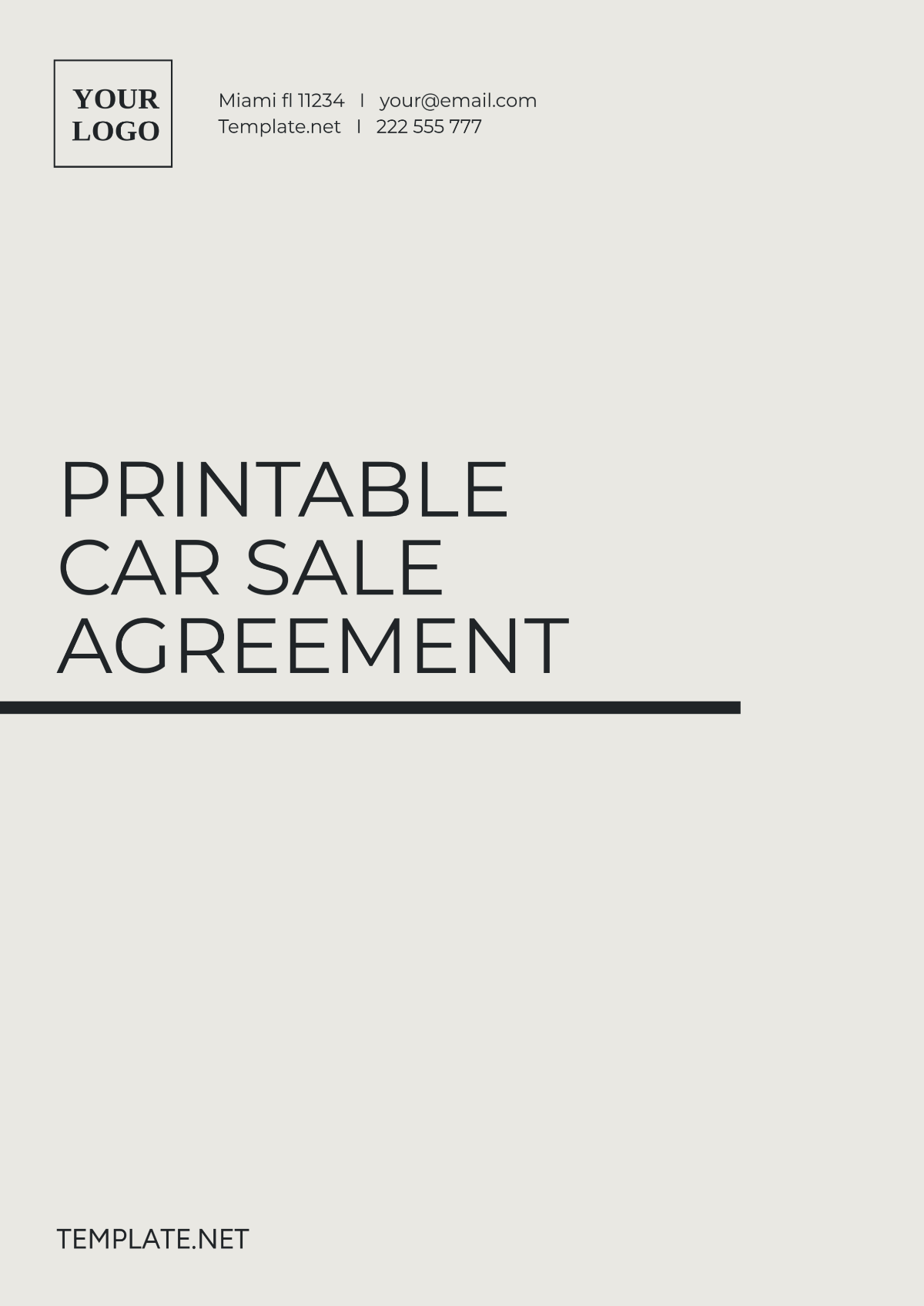 Free Vehicle Agreement Templates Editable And Printable