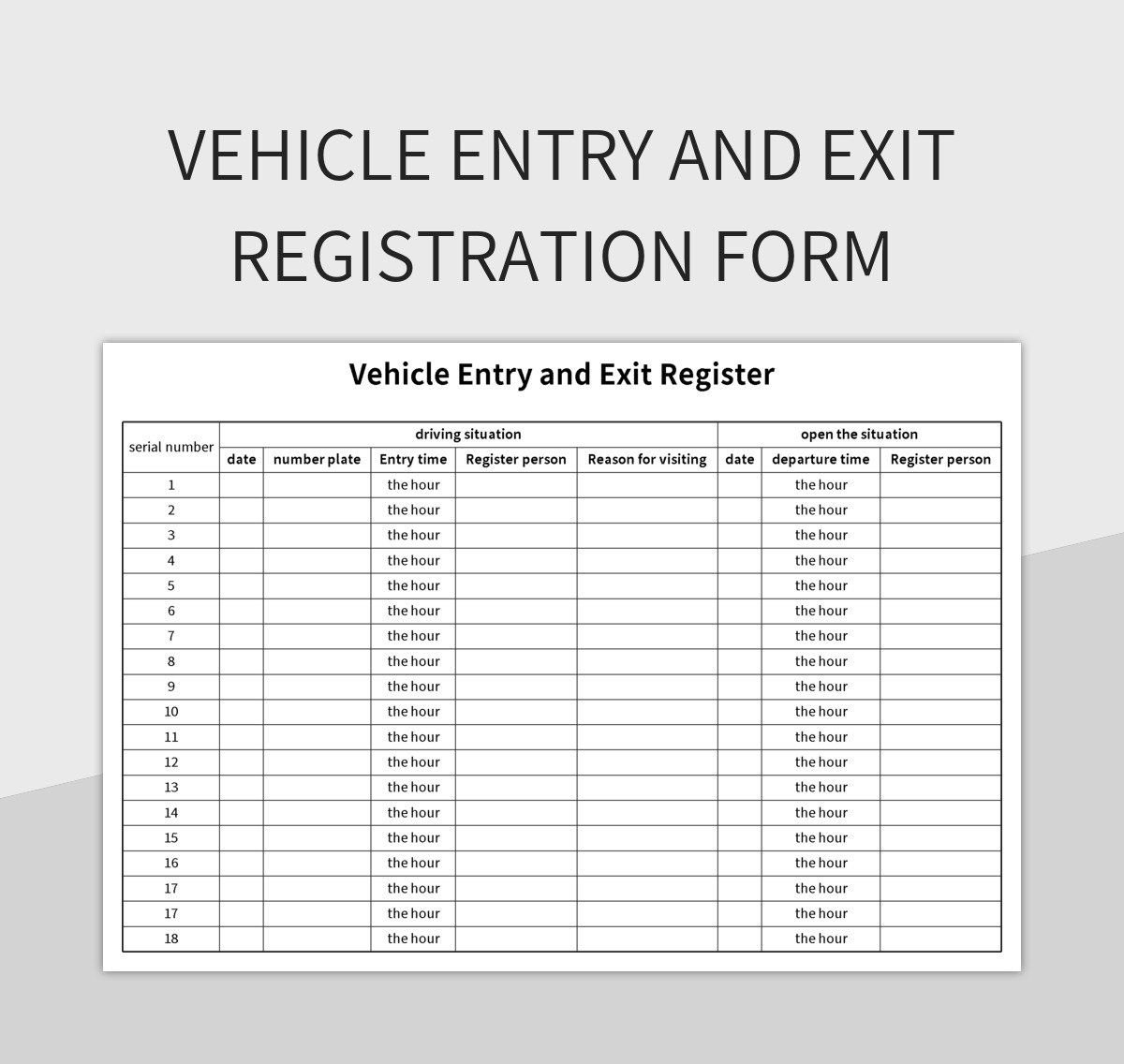 Free Vehicle Registration Form Templates For Google Sheets And Microsoft Excel Slidesdocs