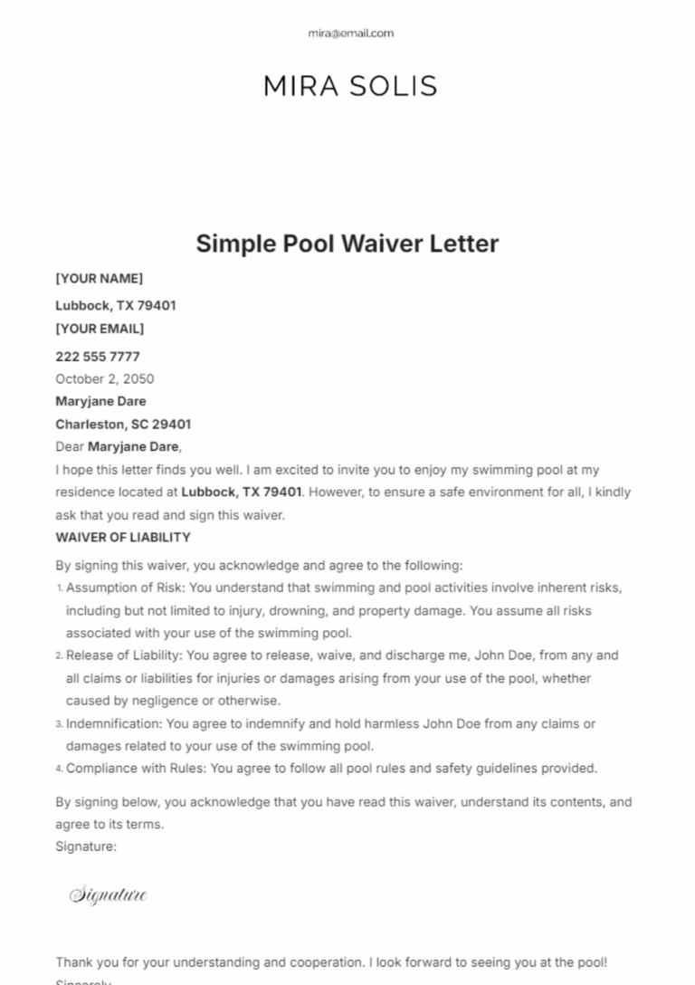 Free Waiver Letter Templates Editable And Printable