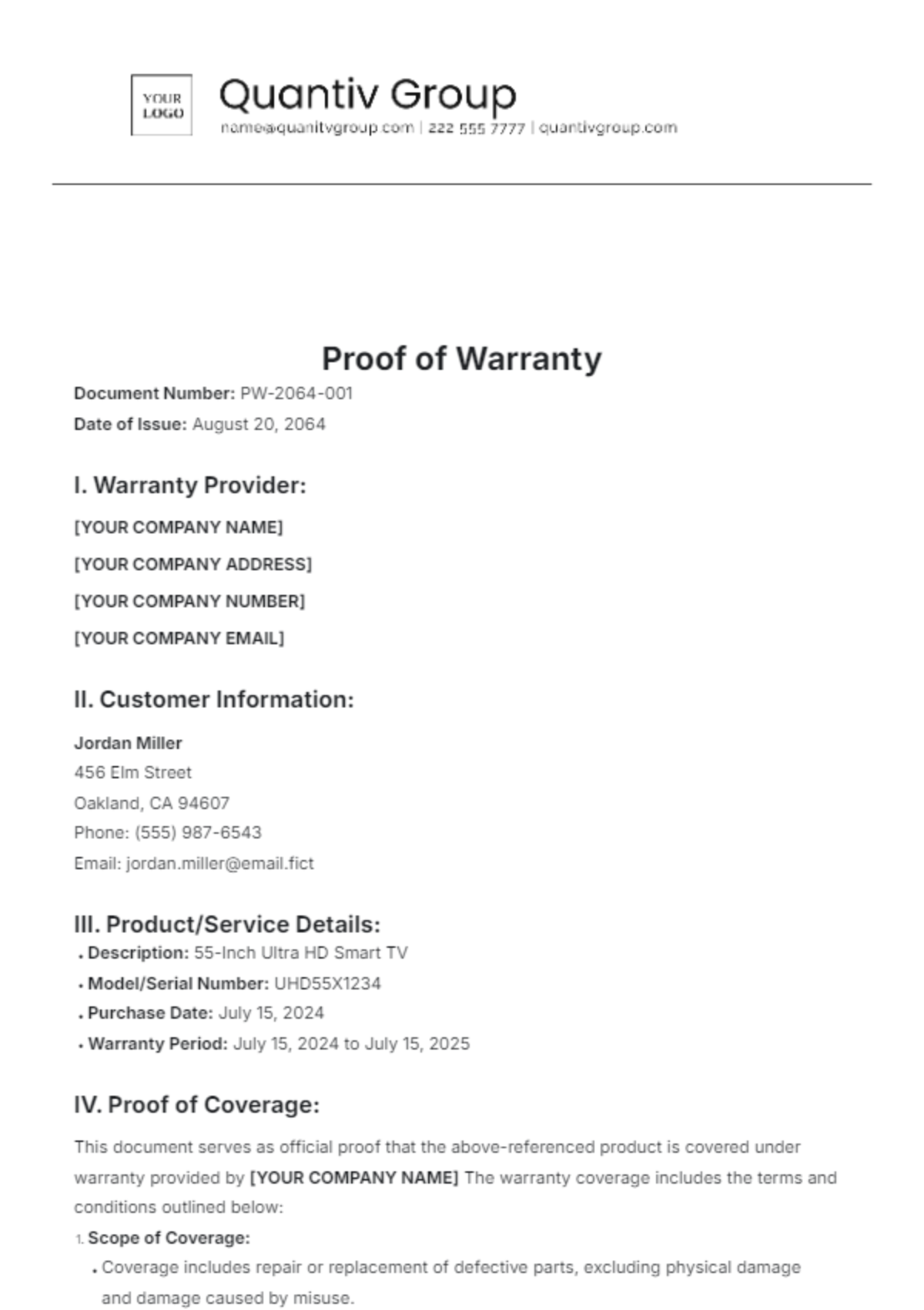 Free Warranty Templates To Edit Online U0026 Print