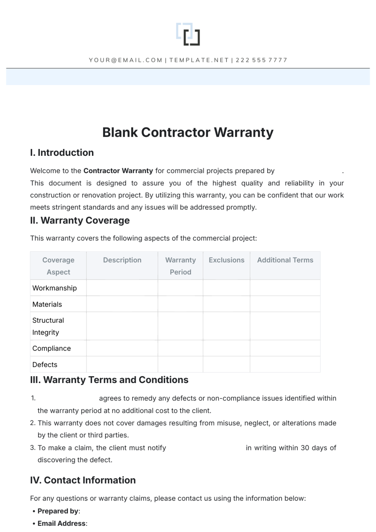 Free Warranty Templates To Edit Online U0026 Print