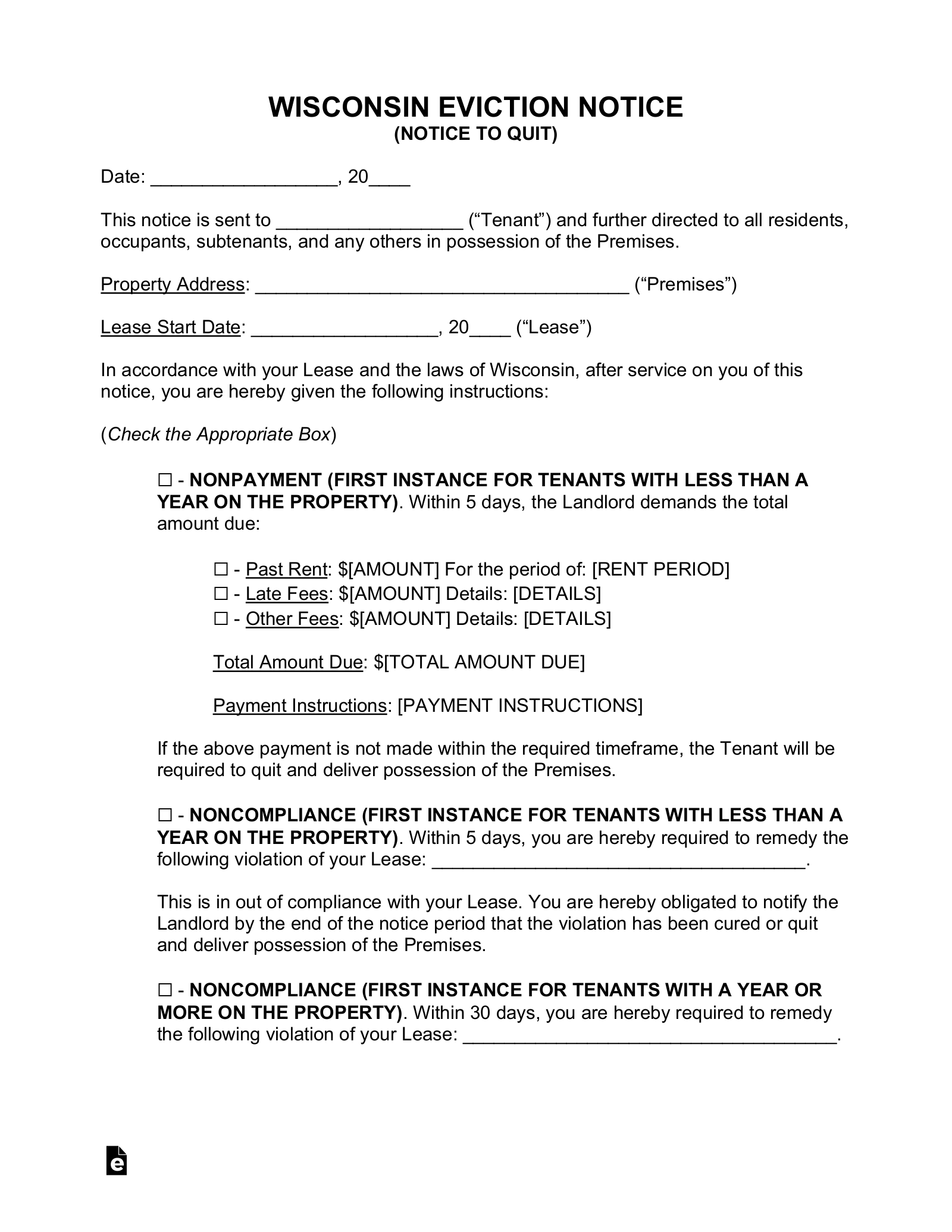 Free Printable Notice To Pay Rent Or Quit Form