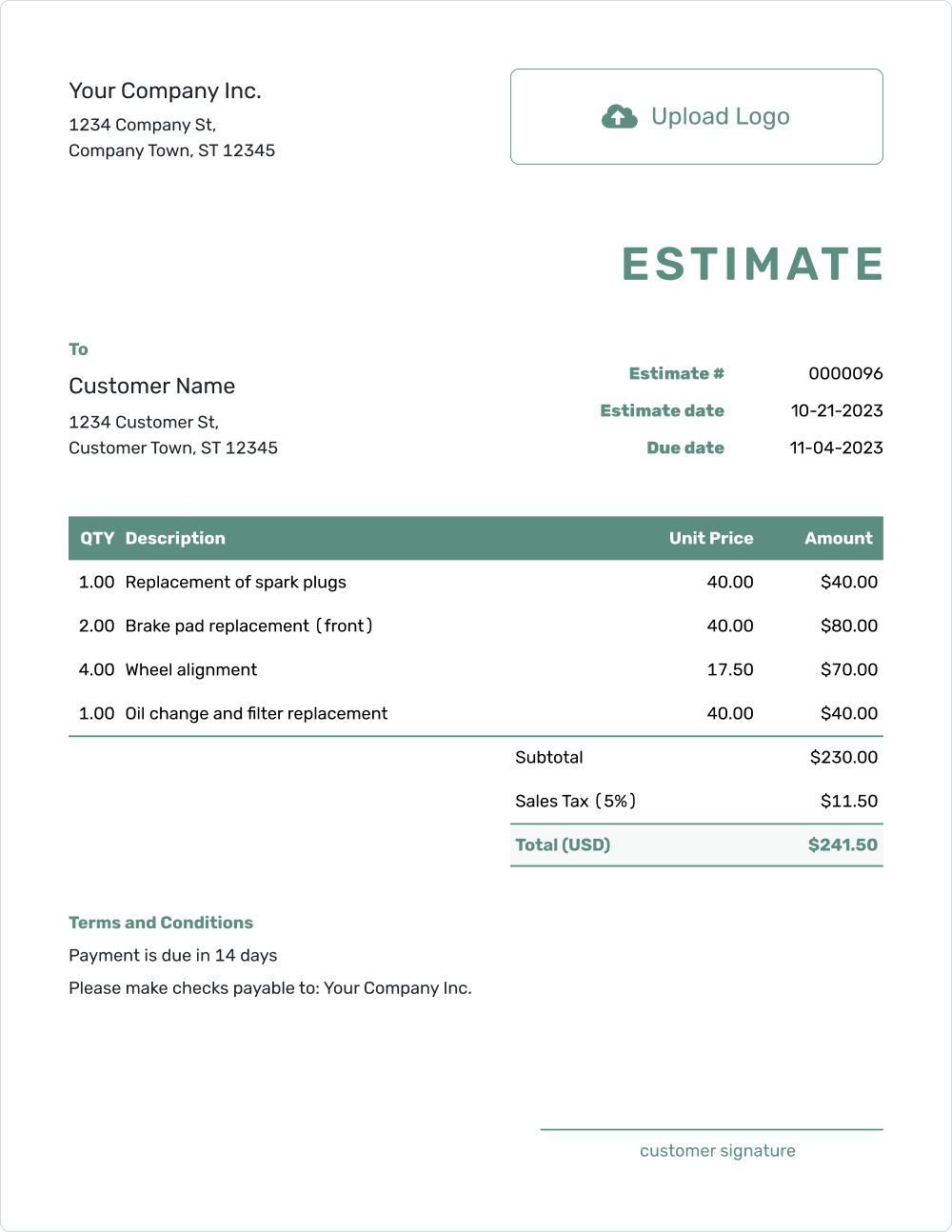 Free Printable Estimate Forms Templates