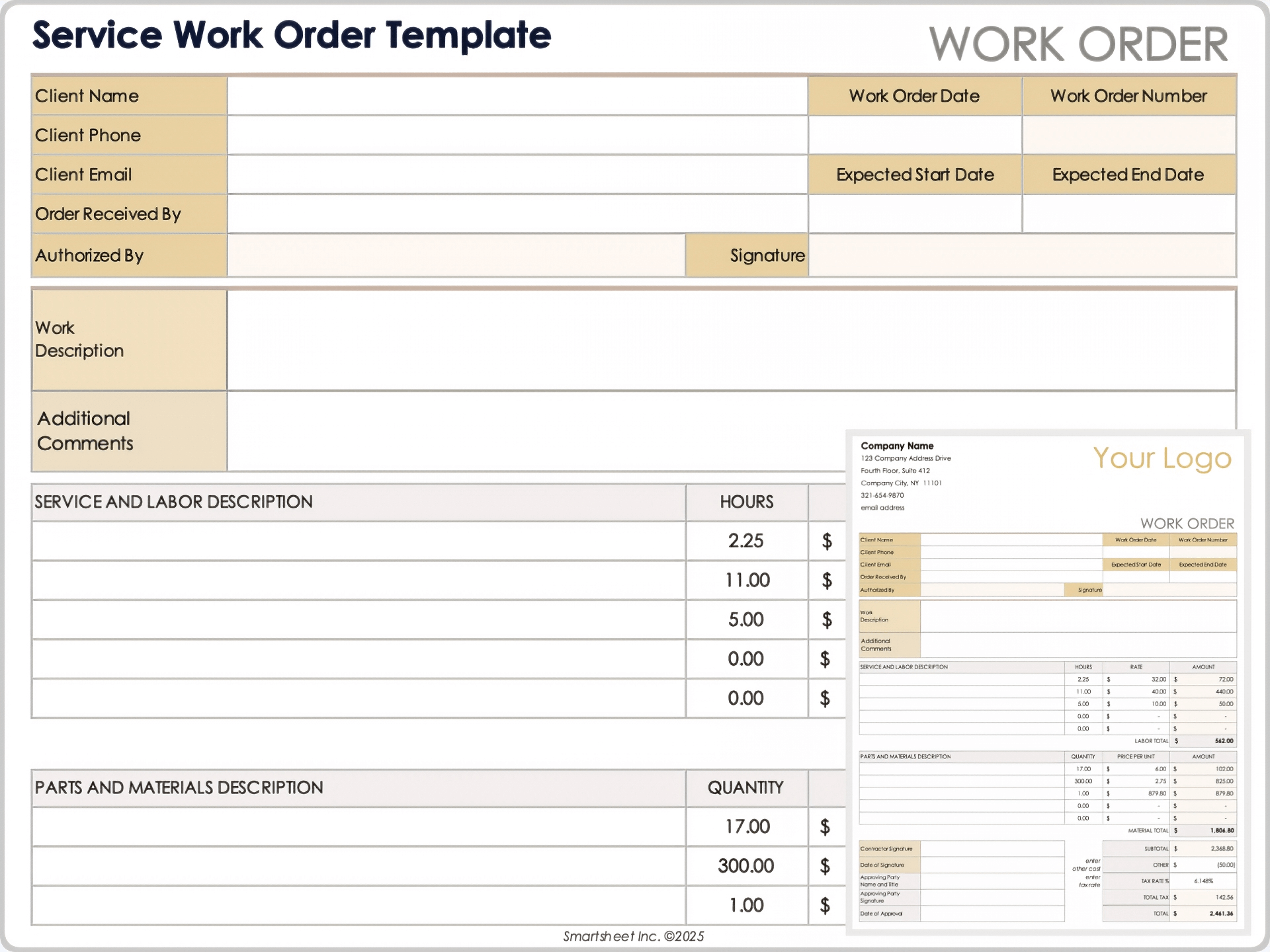 Free Work Order Forms U0026 Templates All Formats Editable