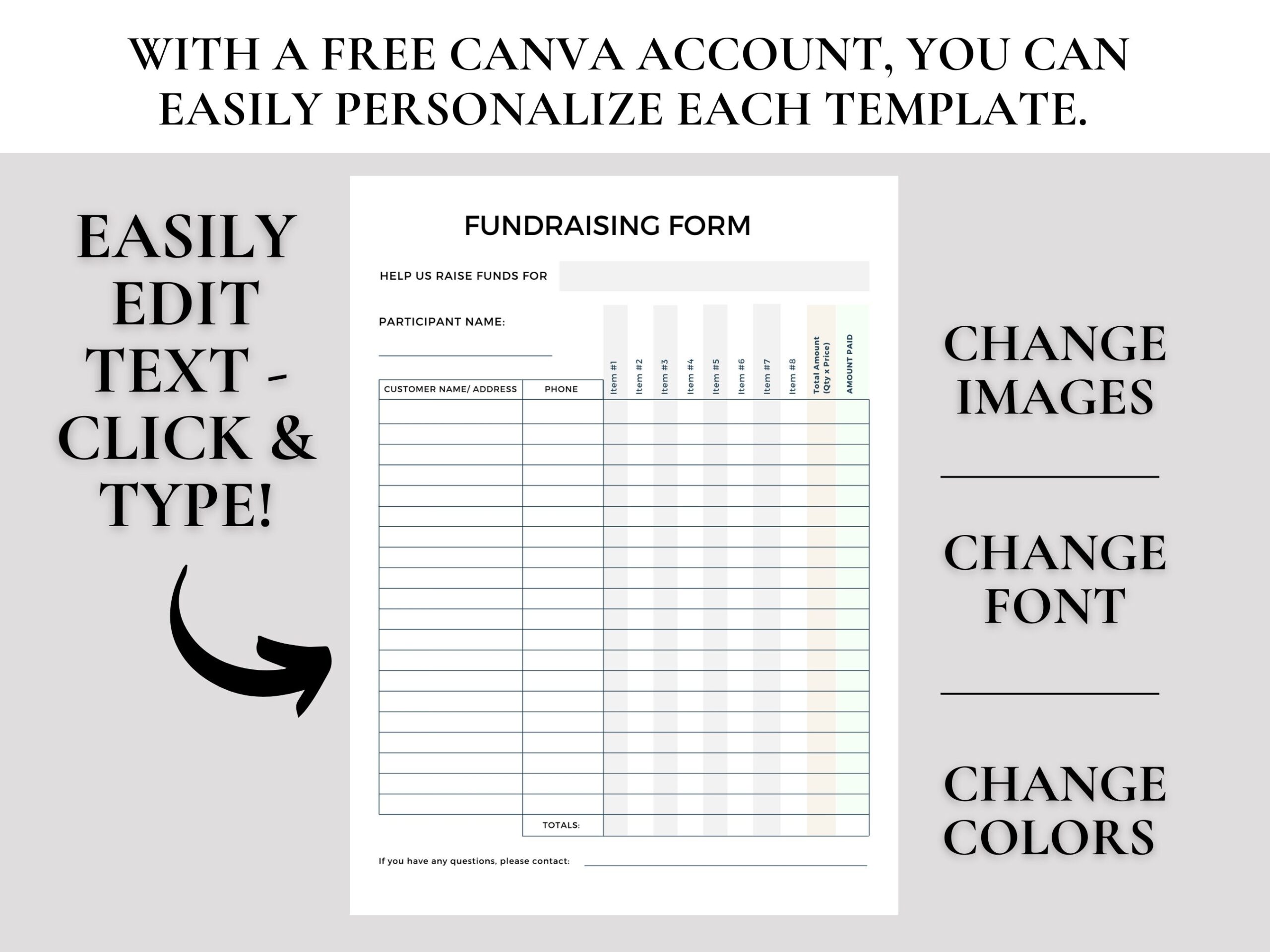 Fundraising Form Fundraiser Order Tracking Page Canva Template 