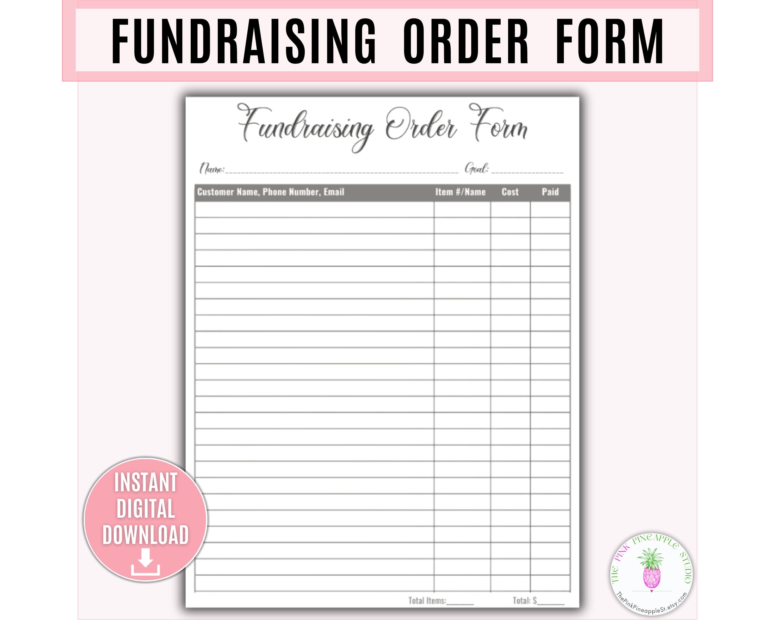 Fundraising Form Printable Template Sponsorship Form Fundraiser Form Sales Order Form Business Form Fillable Order Form Fill In Blank Etsy