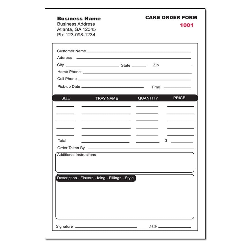 Generic Bakery Order Form Cake Order Form Template DesignsnPrint