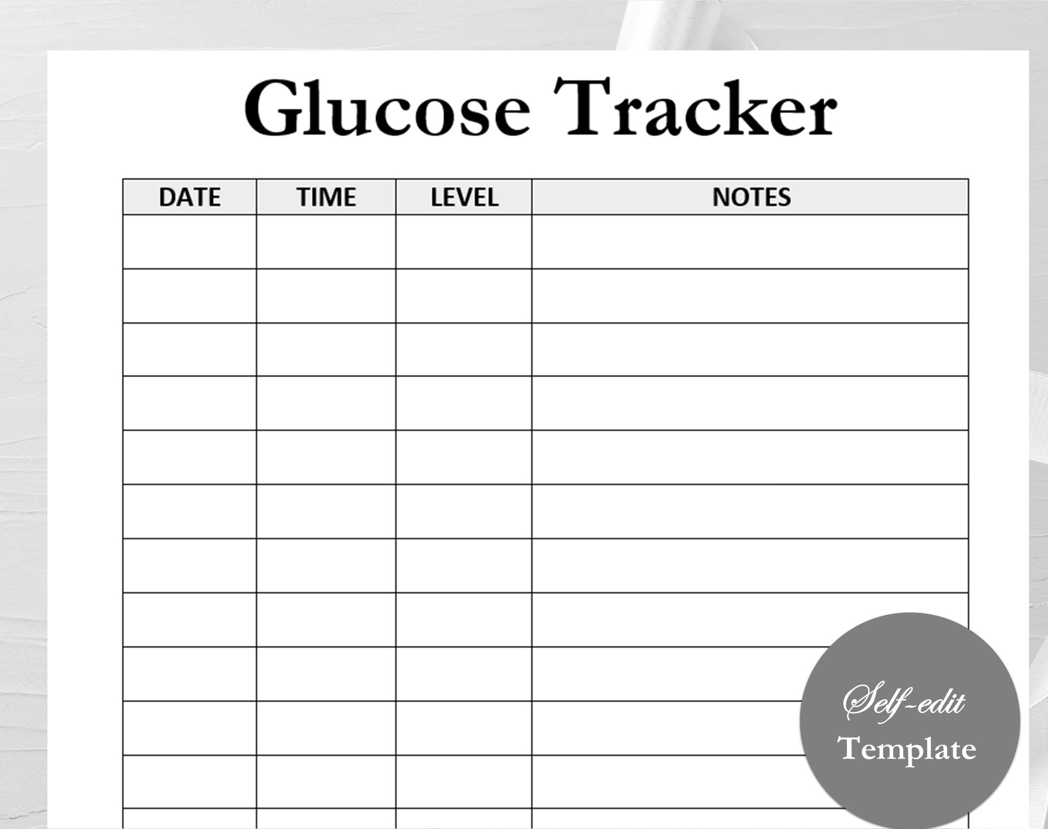 Glucose Tracker Blood Sugar Reading Tracker Printable Blood Glucose Log Diabetes Printable Instant Download Google Docs Ms Word Etsy