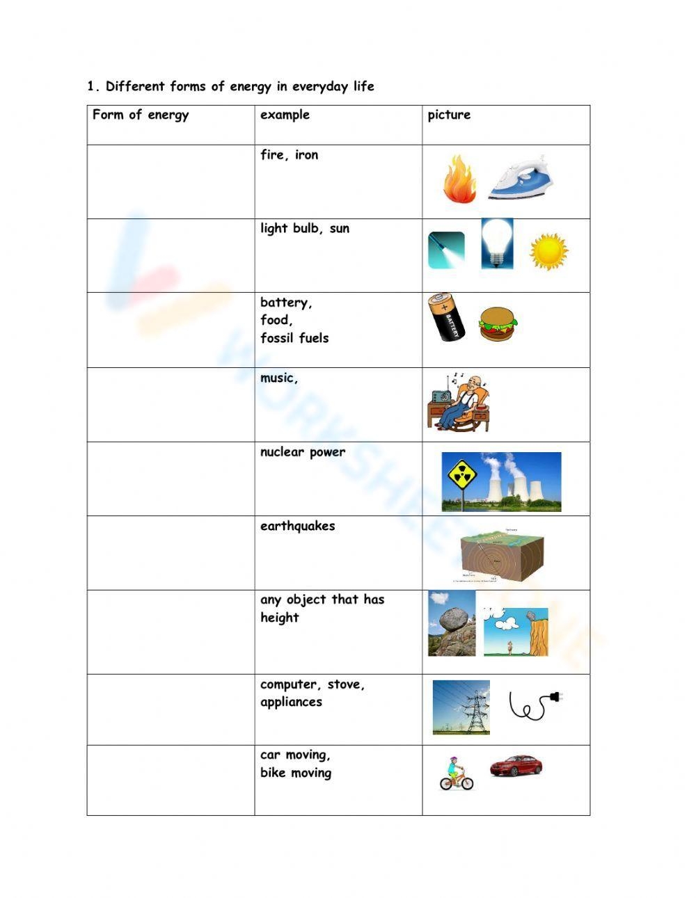 Grade 3 Forms Of Energy Worksheets 2025
