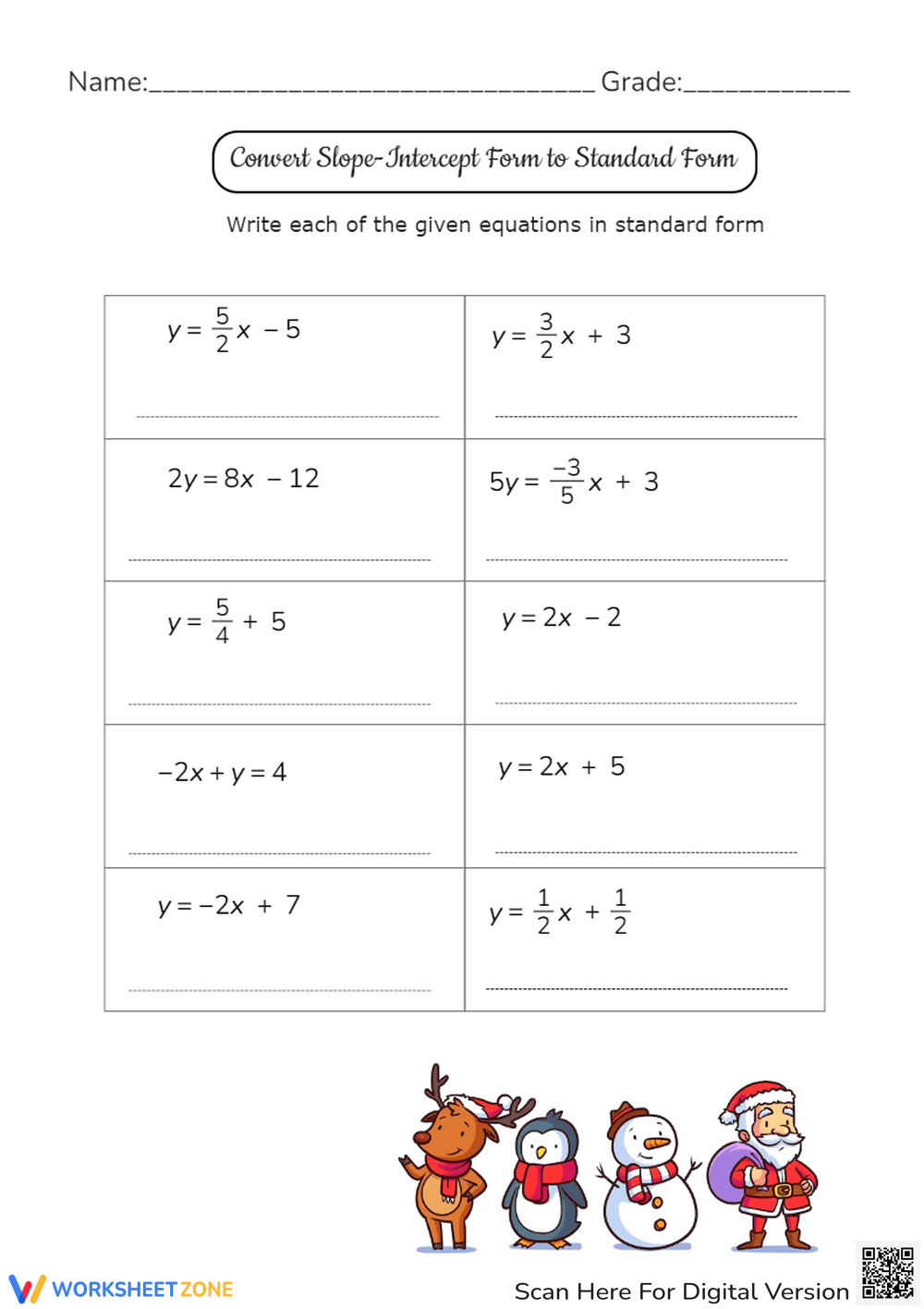 Grade 8 Writing Linear Equations Worksheets 2025