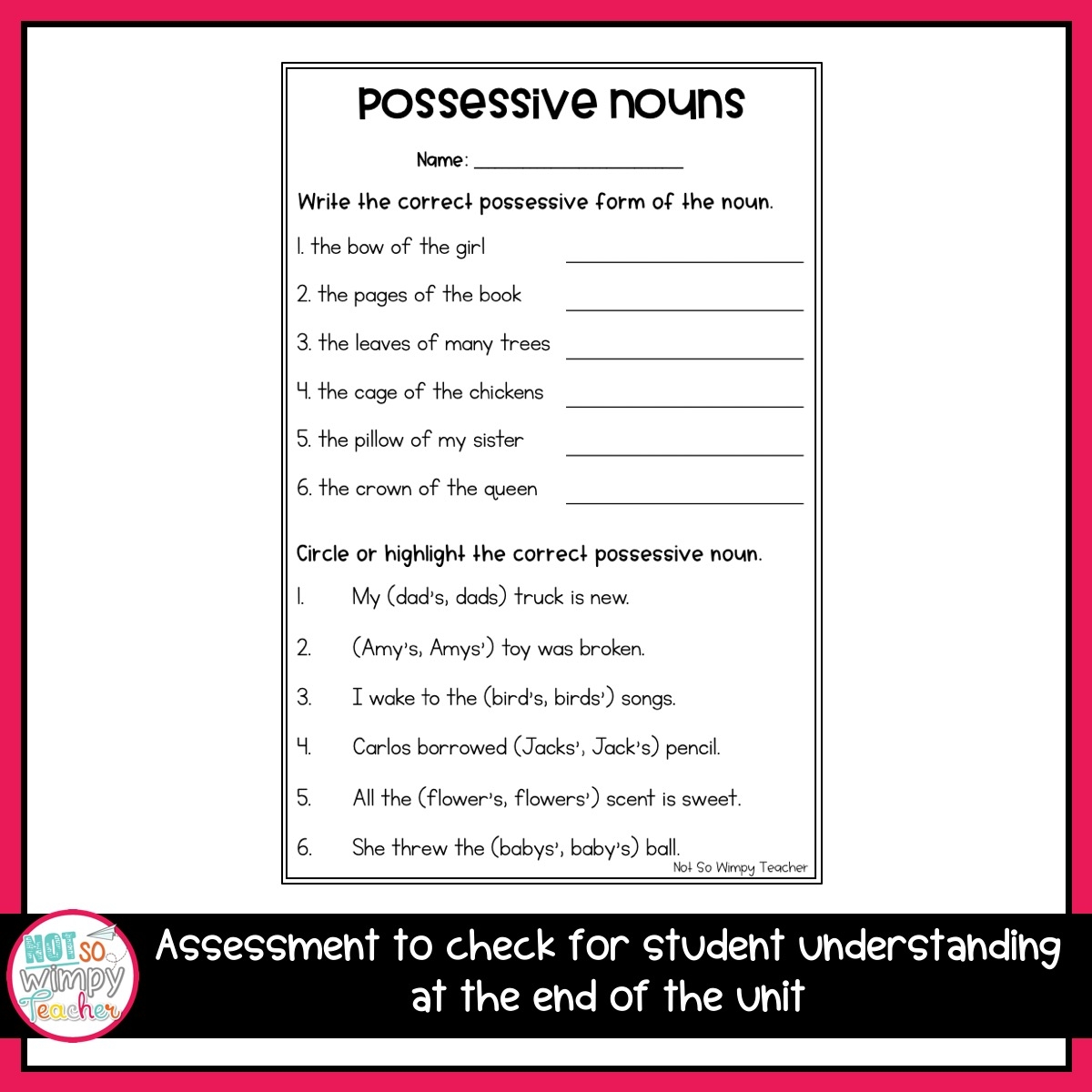 Free Printable Worksheets On Forming Possessives Grade 6