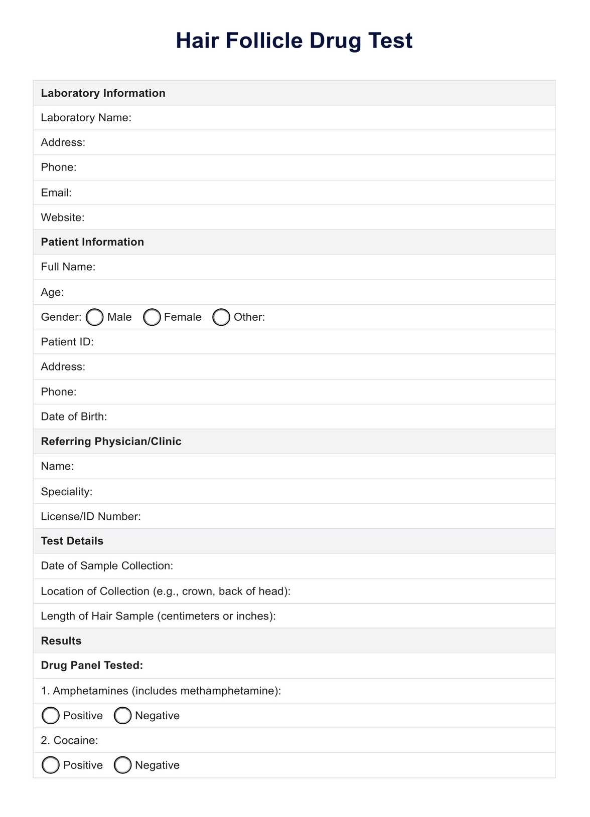 Hair Follicle Drug Test U0026 Example Free PDF Download