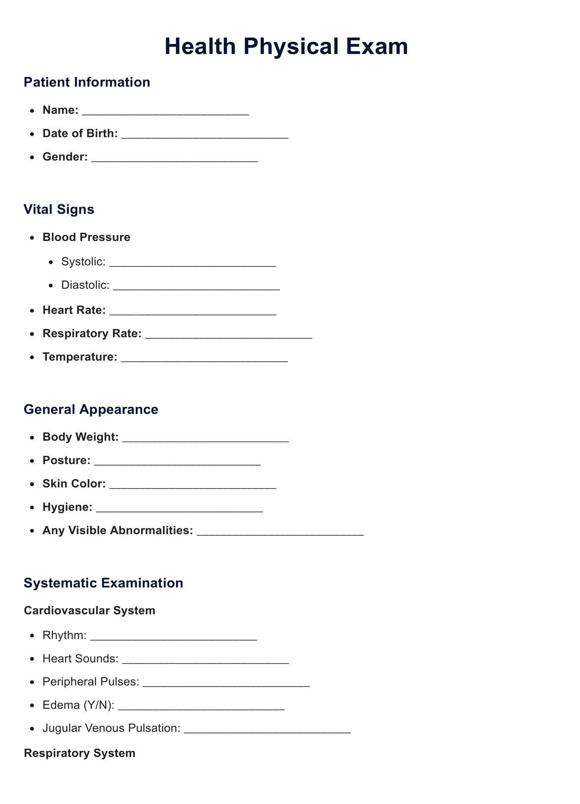 Health Physical Exam Template U0026 Example Free PDF Download