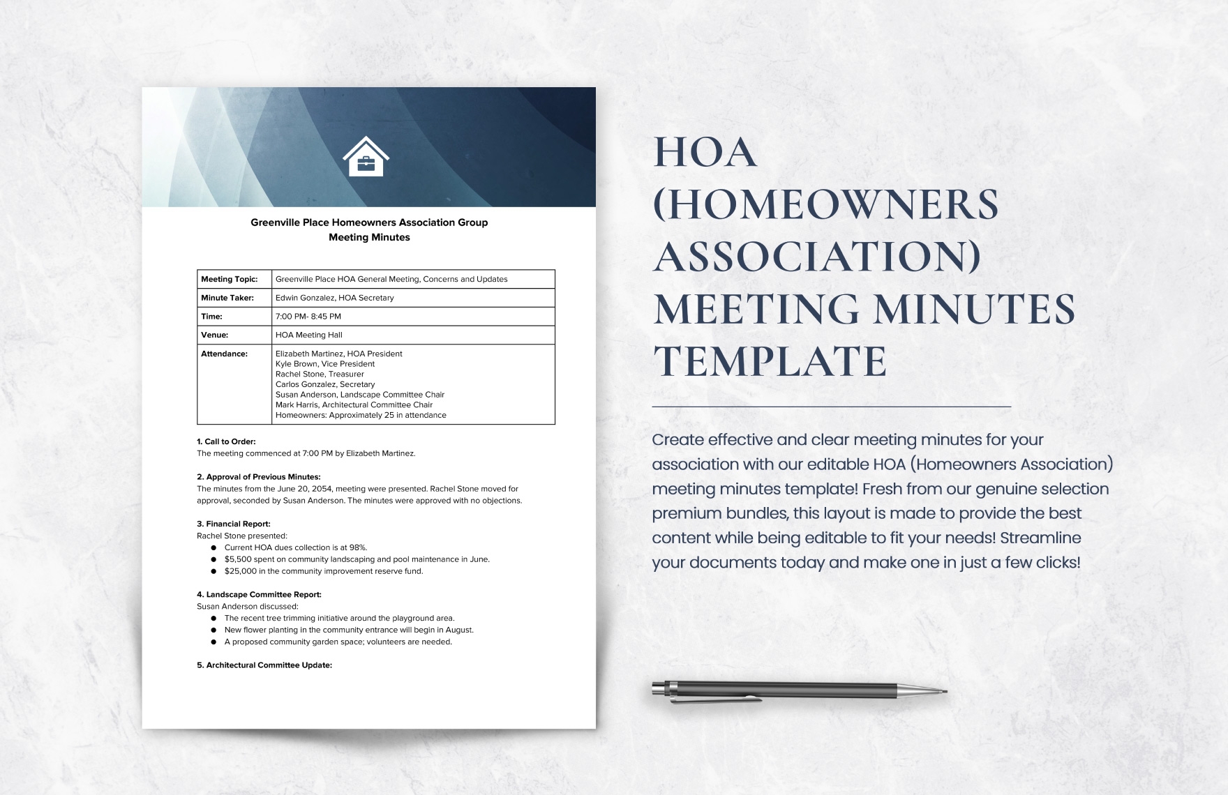 HOA Homeowners Association Meeting Minutes Template In Word PDF Google Docs Download Template
