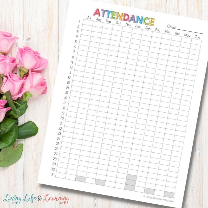 Homeschool Attendance Sheet