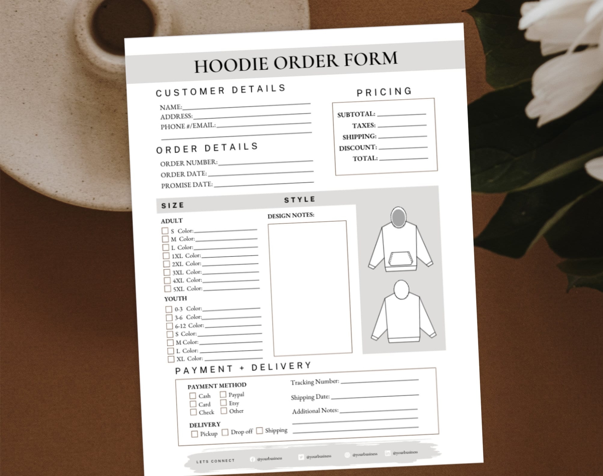 Hoodie Order Form Template Editable Sweatshirt Order Form Editable Business Templates Custom Hoodie Order Form Printable Hoodie Order Form