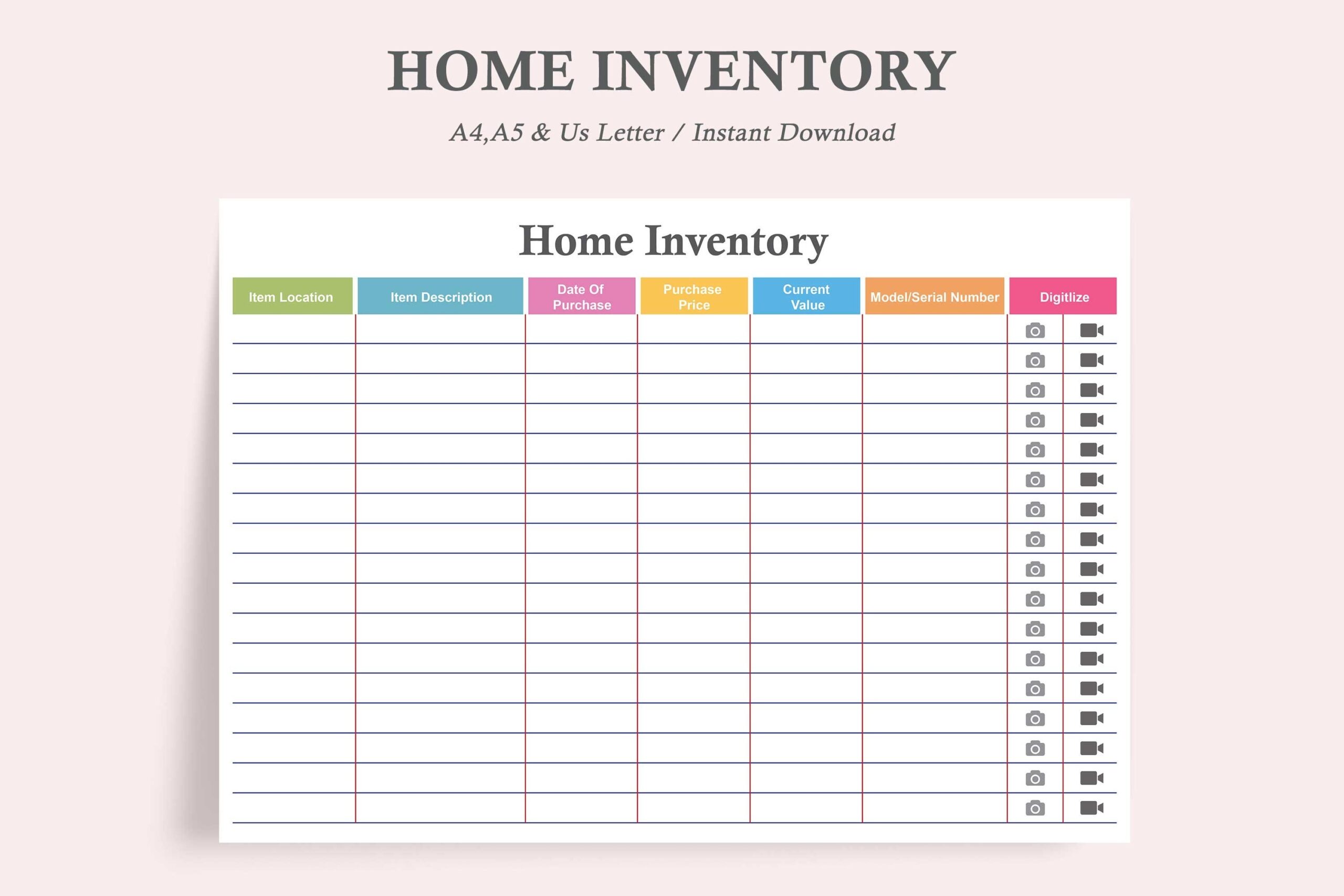 Free Printable Home Inventory Forms