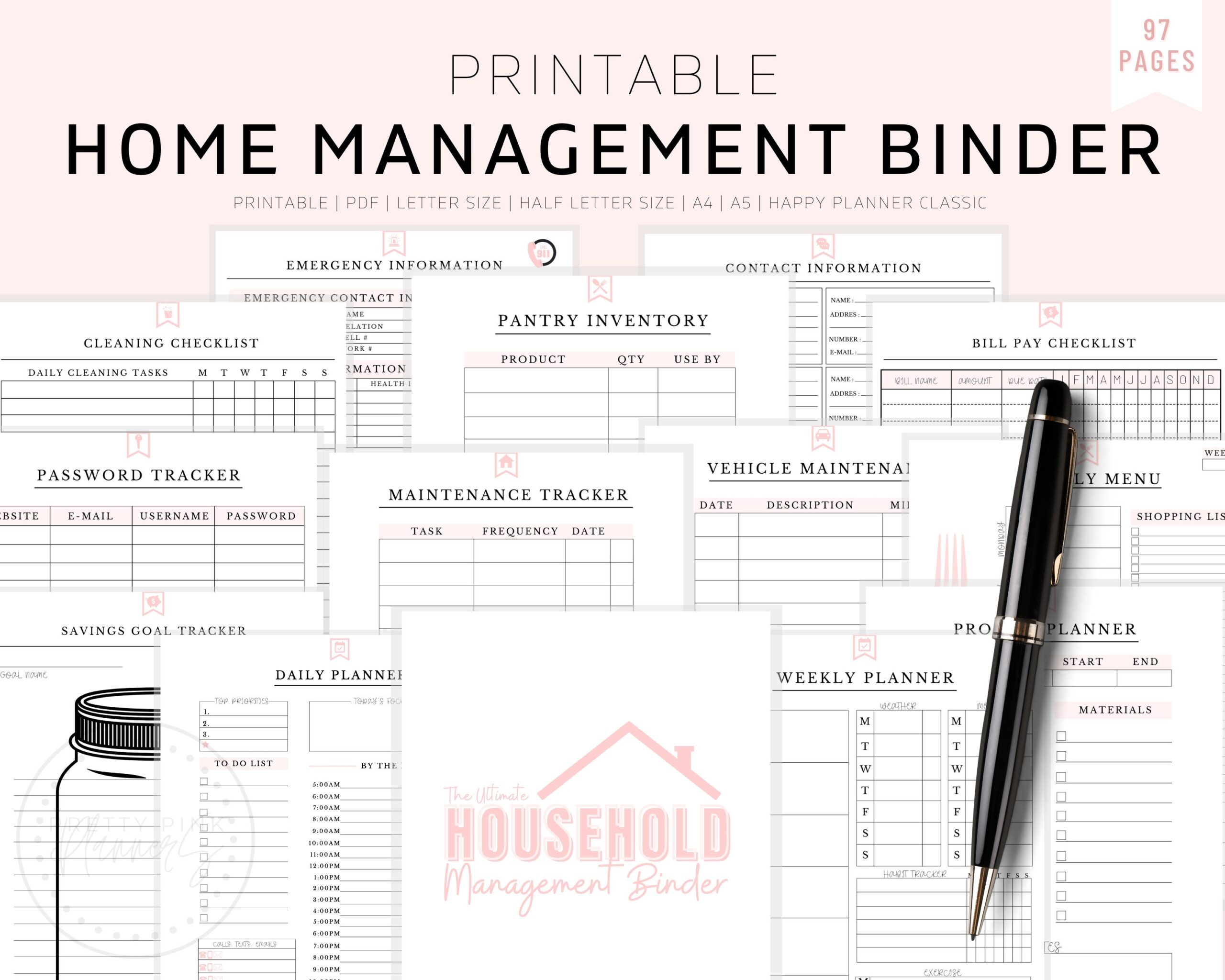Household Planner Printables Home Management Binder Household Binder Home Binder Printable Planner Inserts Life Organizer A4 A5 Etsy