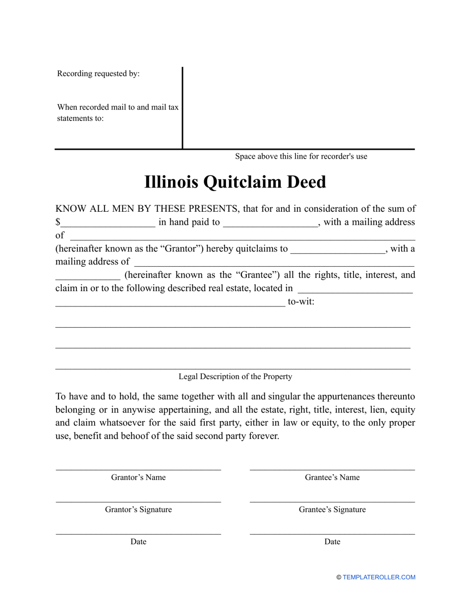 Illinois Quitclaim Deed Form Fill Out Sign Online And Download 