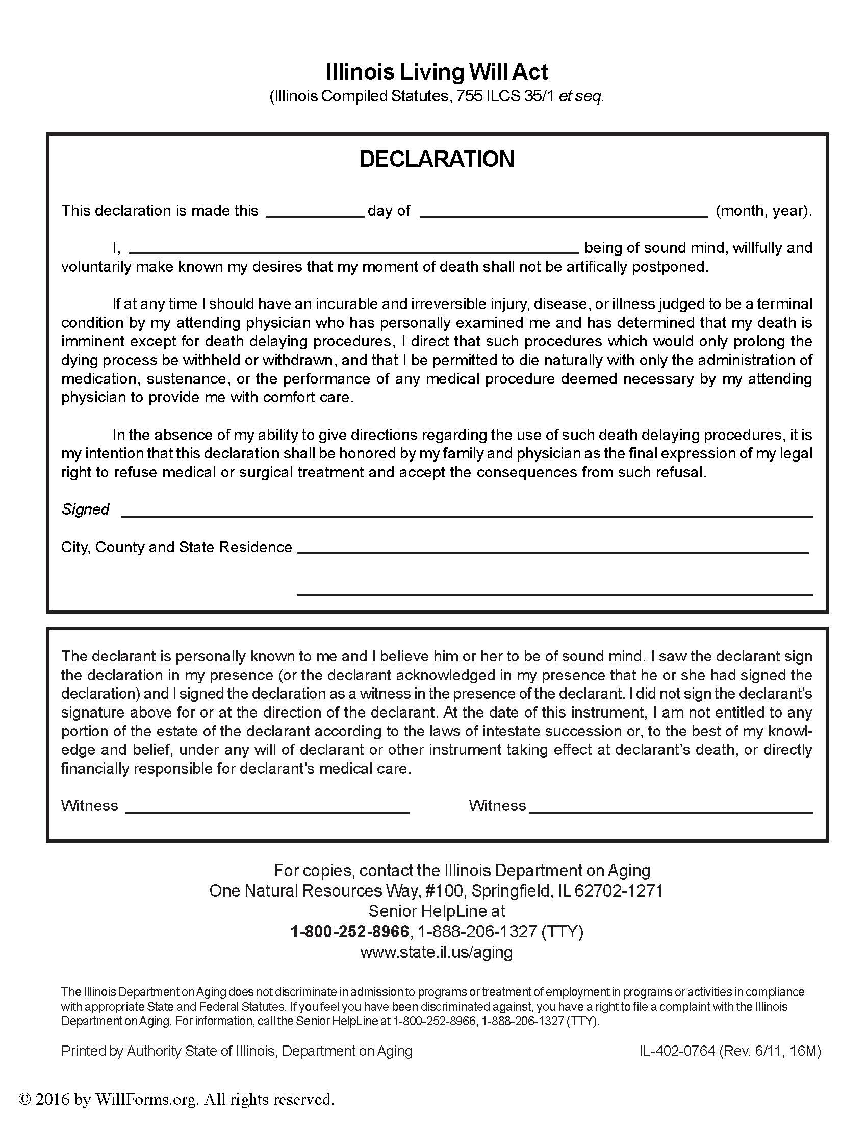 Illinois Will Forms Last Will And Testament Living Will 