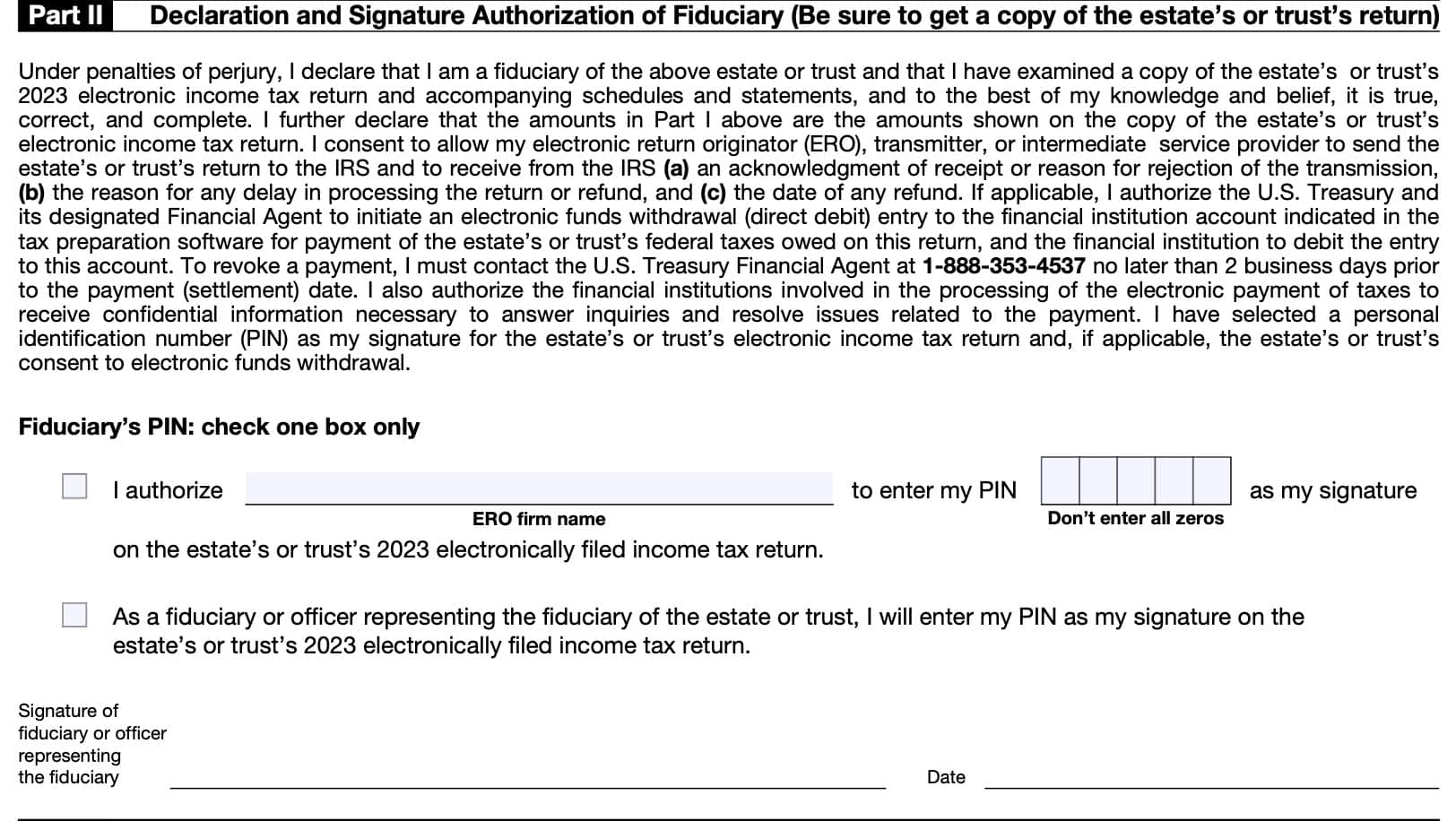 IRS Form 8879 F Instructions E File Signature For IRS Form 1041