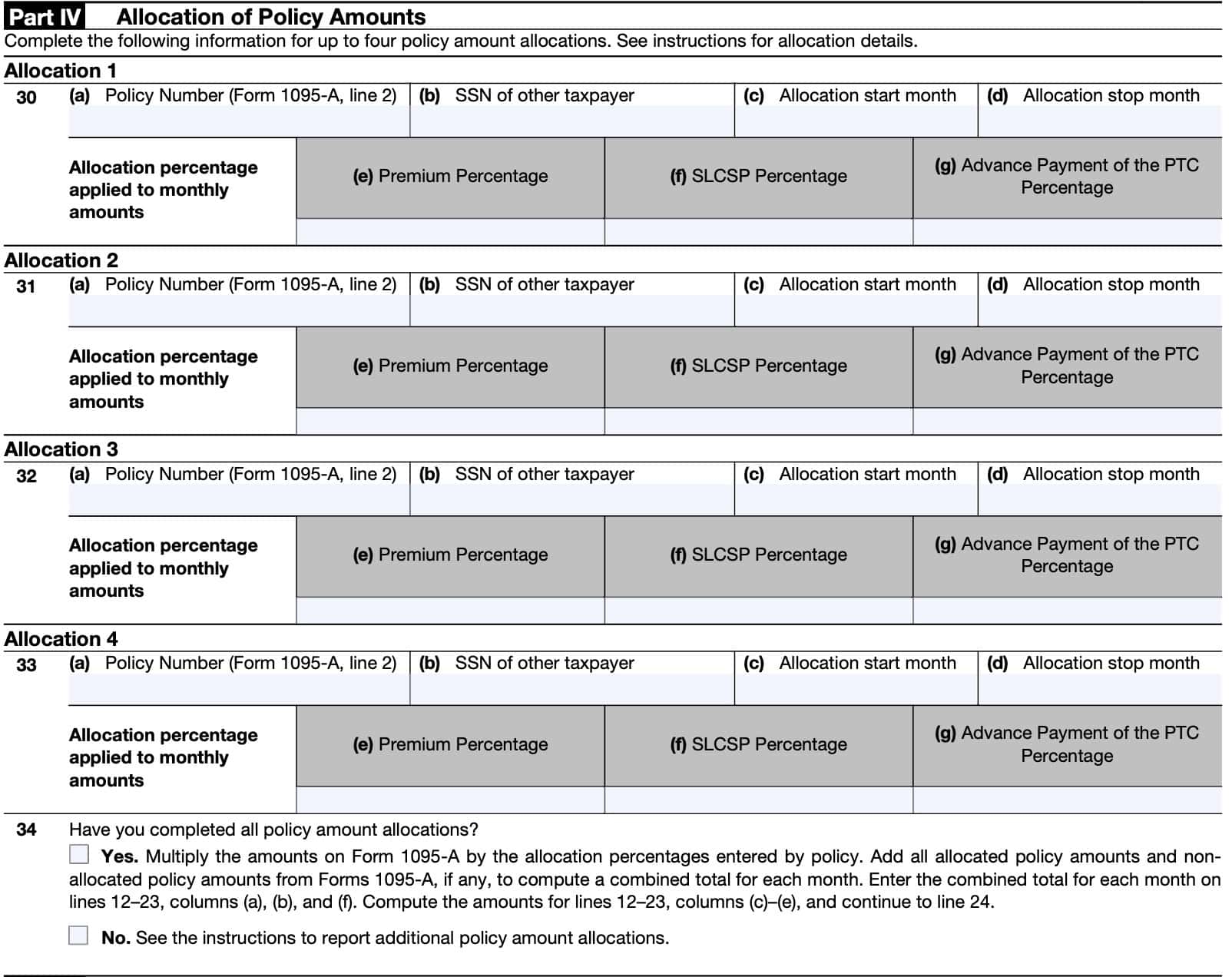 IRS Form 8962 Instructions Premium Tax Credit