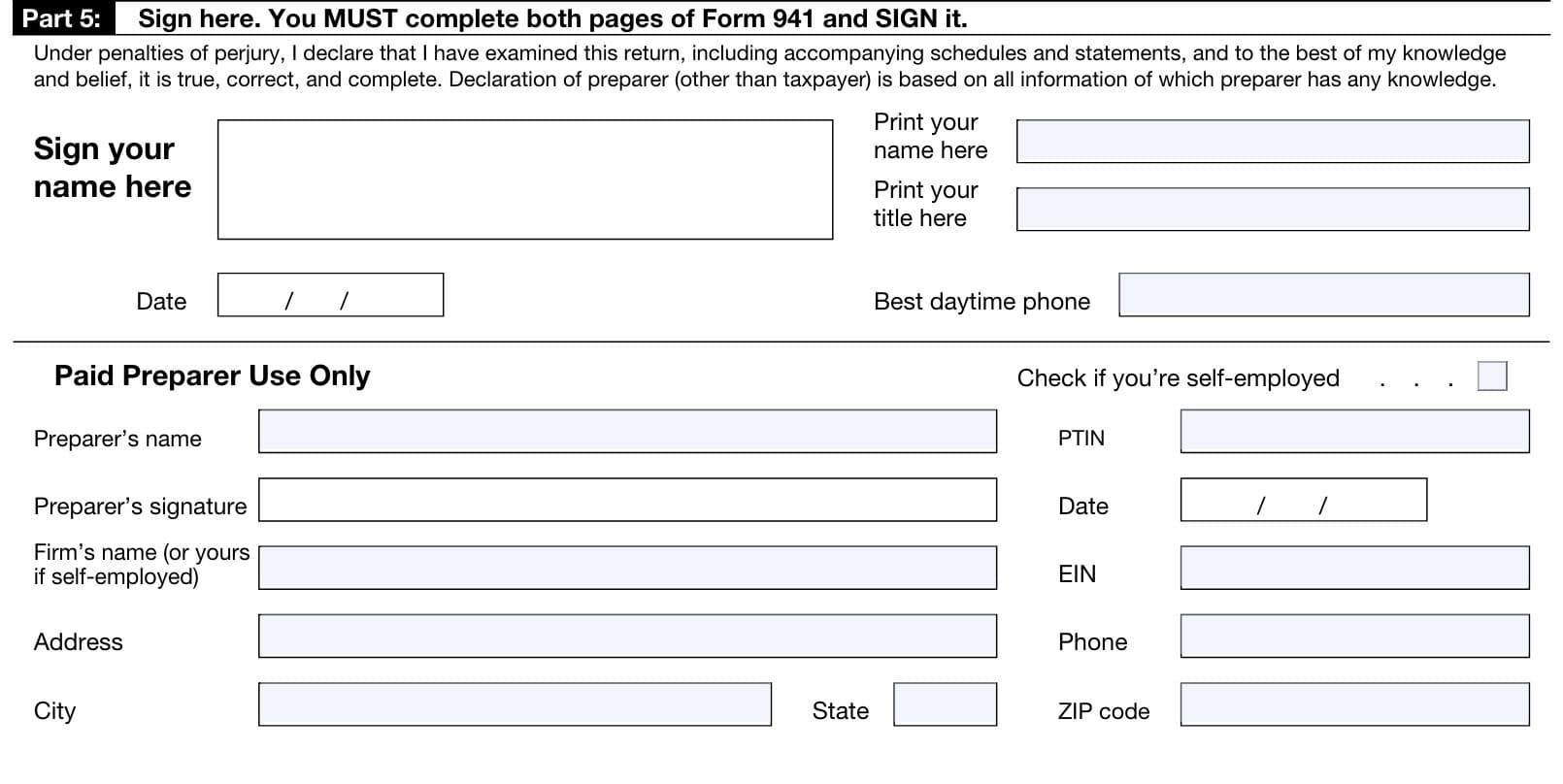 IRS Form 941 Instructions Employer s Quarterly Tax Return