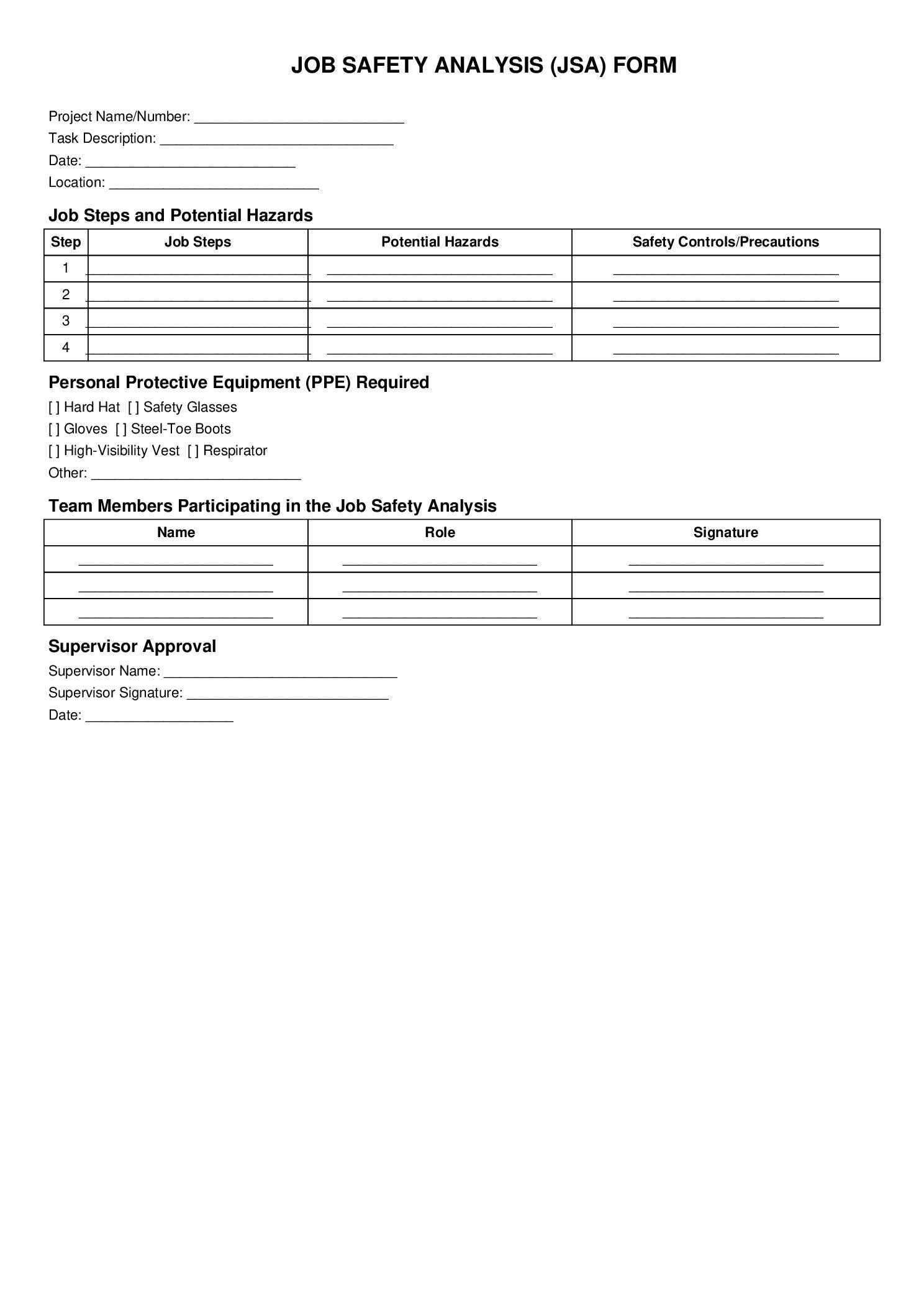 Free Printable Jsa Forms