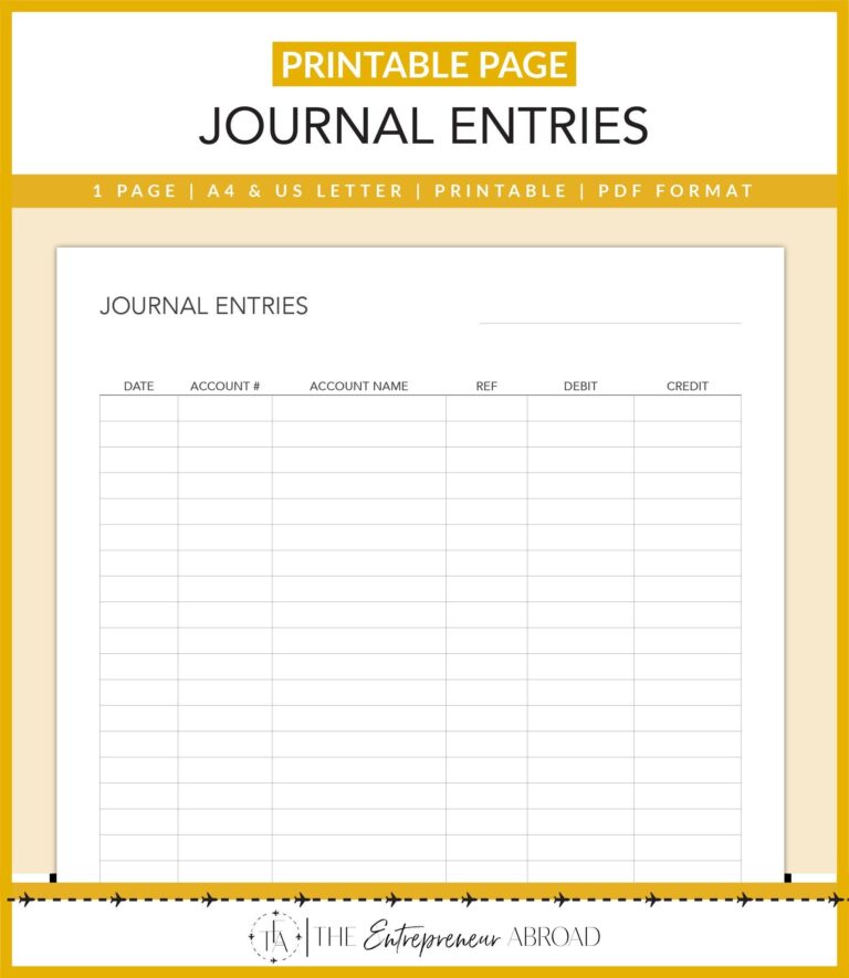 Journal Entry Form Bookkeeping Business Finances Accounting 