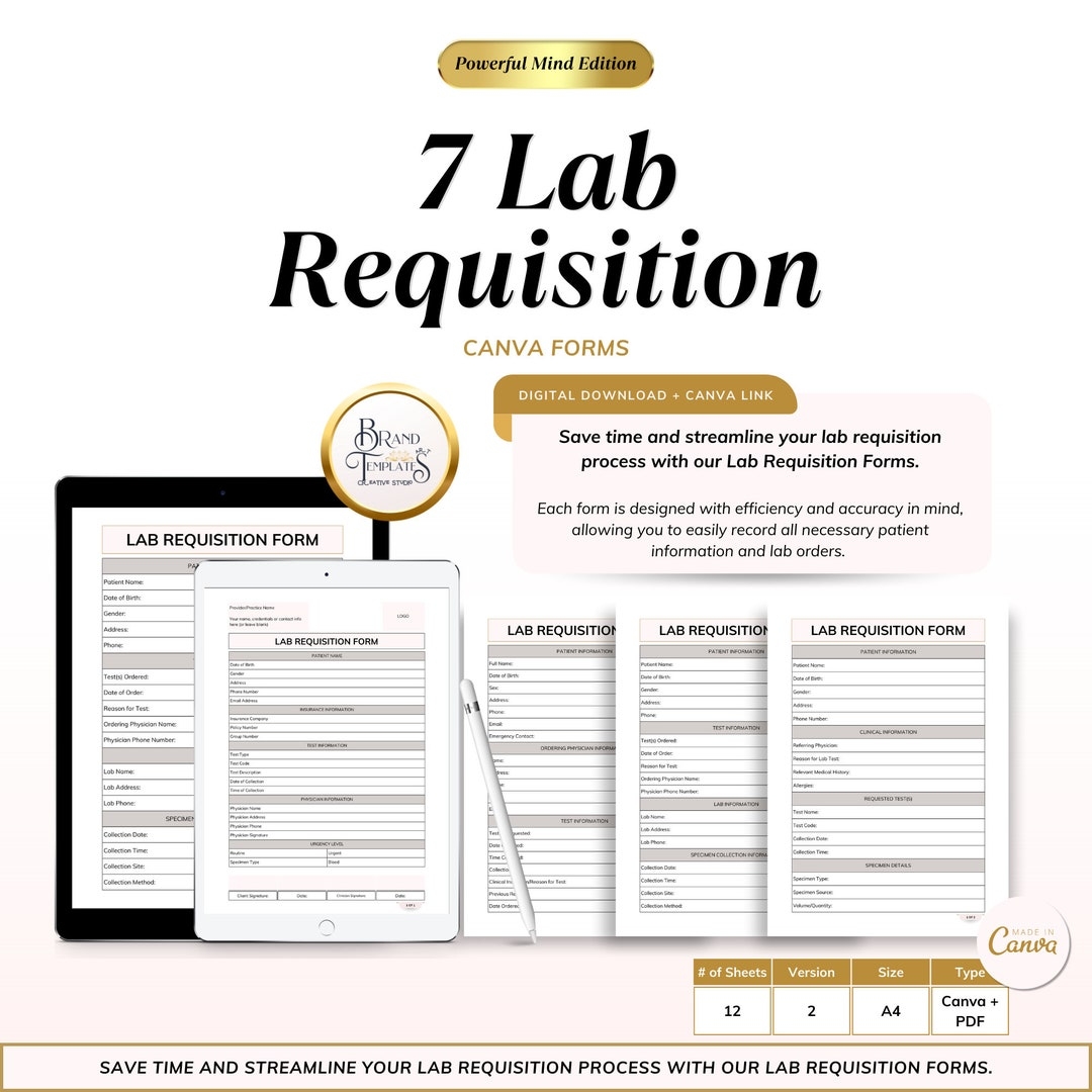 Lab Requisition Forms 7 Editable Canva Templates And Printable PDF For Healthcare Professionals Etsy