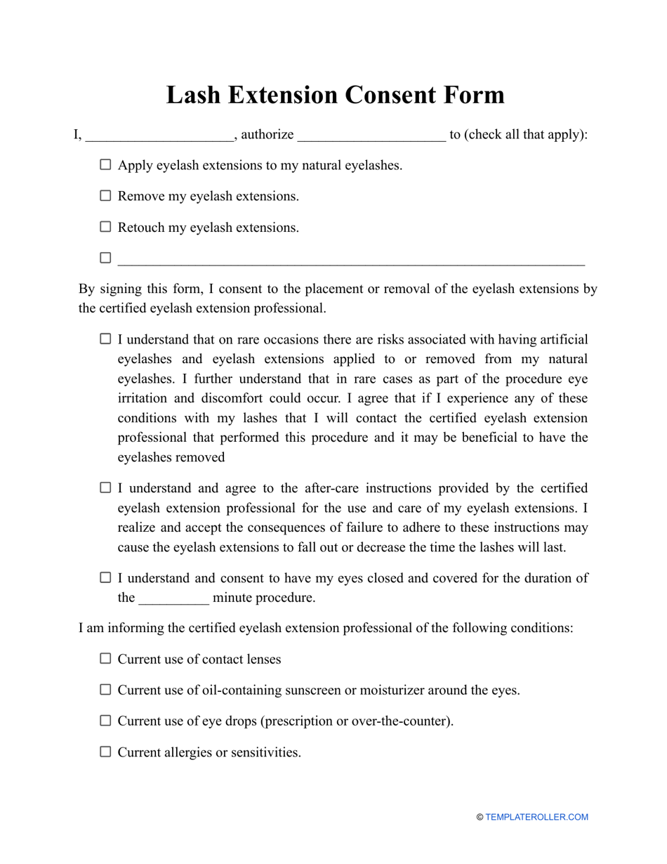 Lash Extension Consent Form Fill Out Sign Online And Download PDF Templateroller
