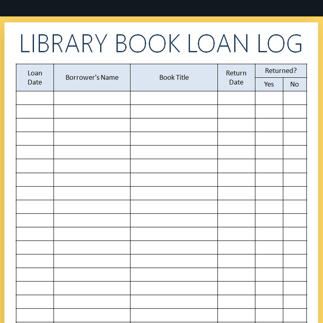 Library Book Loan Log Made By Teachers