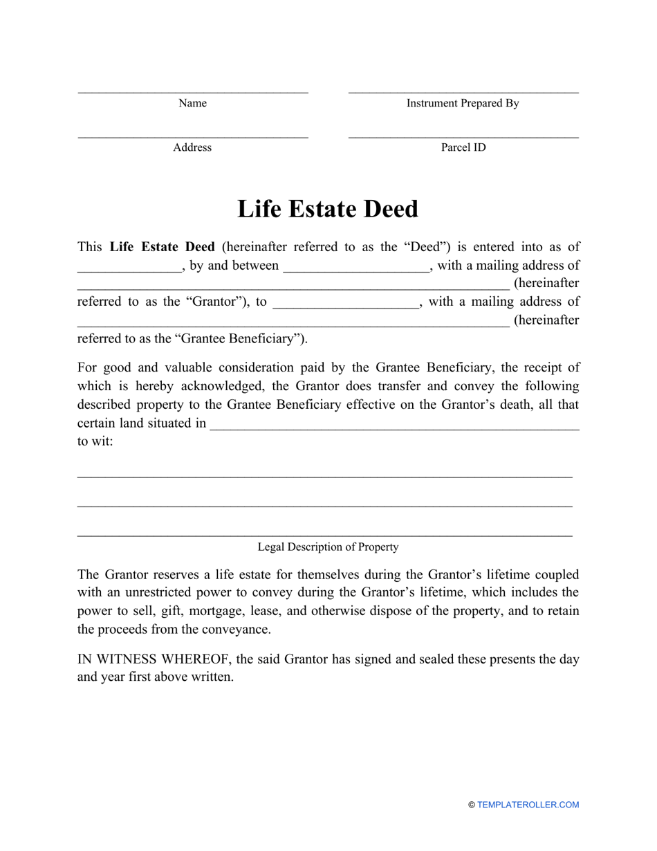 Life Estate Deed Form Fill Out Sign Online And Download PDF Templateroller