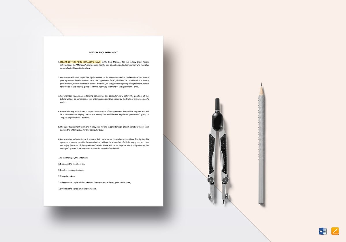 Printable Lottery Agreement Form Free