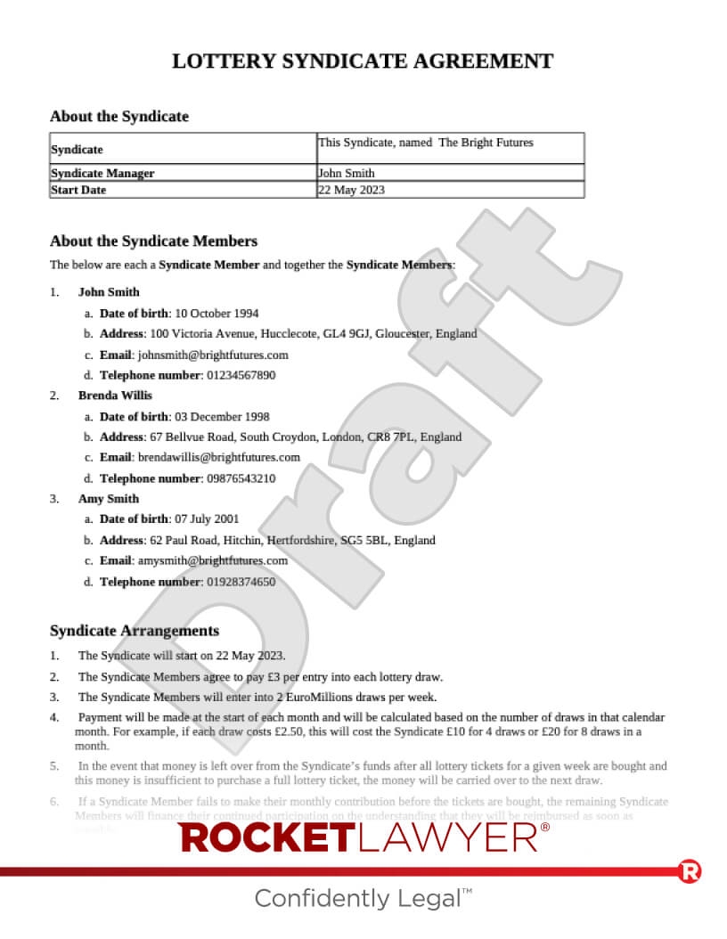 Lottery Syndicate Form Template U0026 FAQs Rocket Lawyer UK