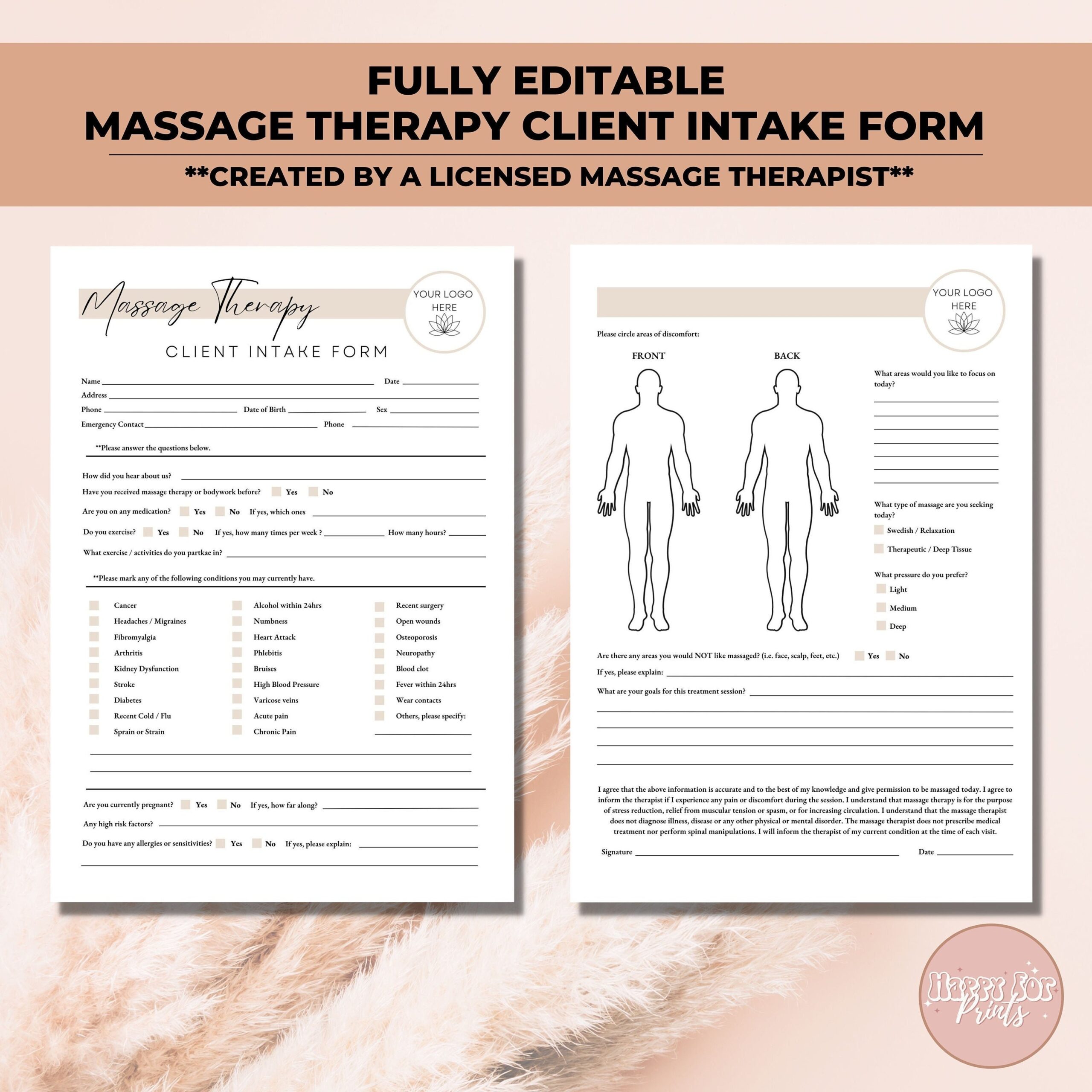 Massage Intake Forms Free Printable