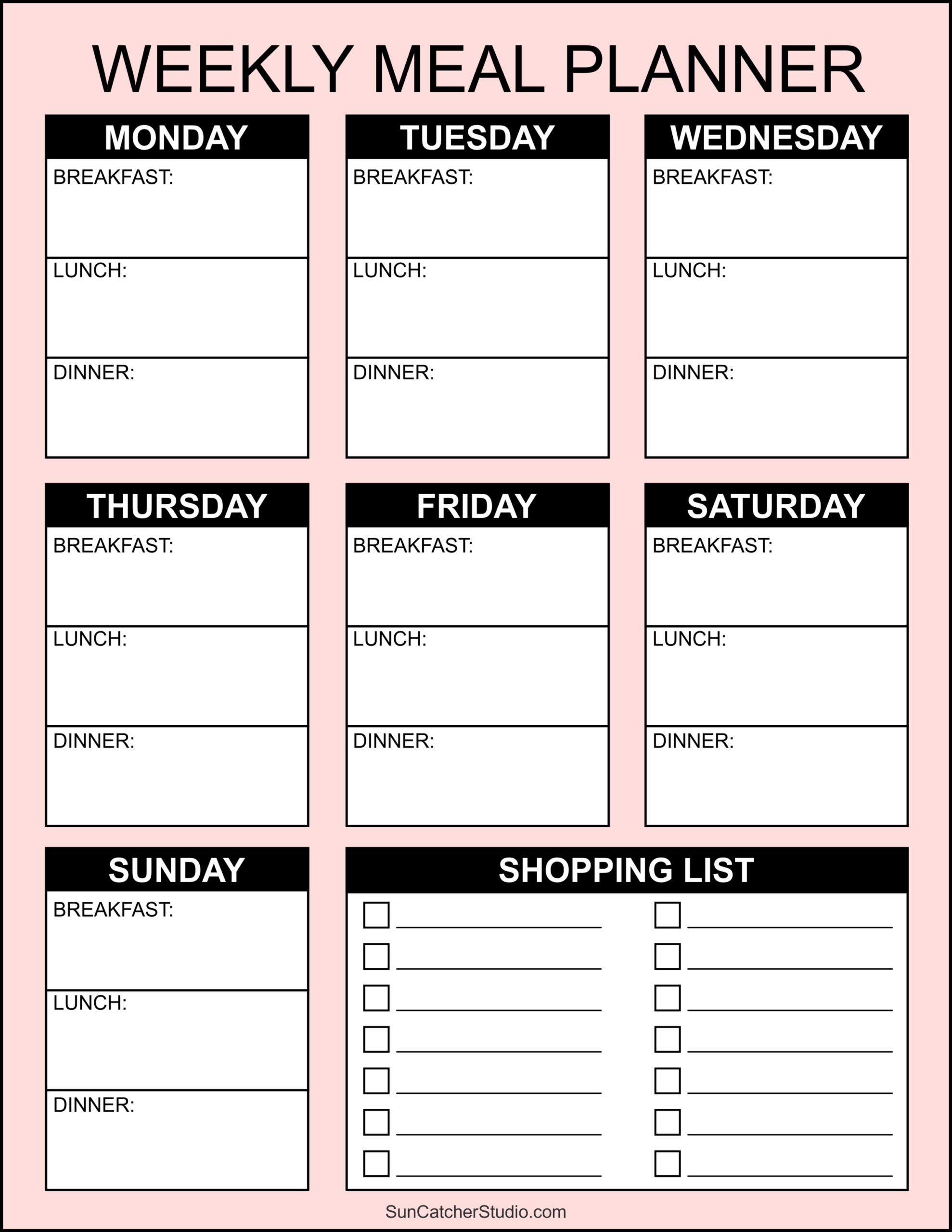 Free Printable Forms For Meal Planning