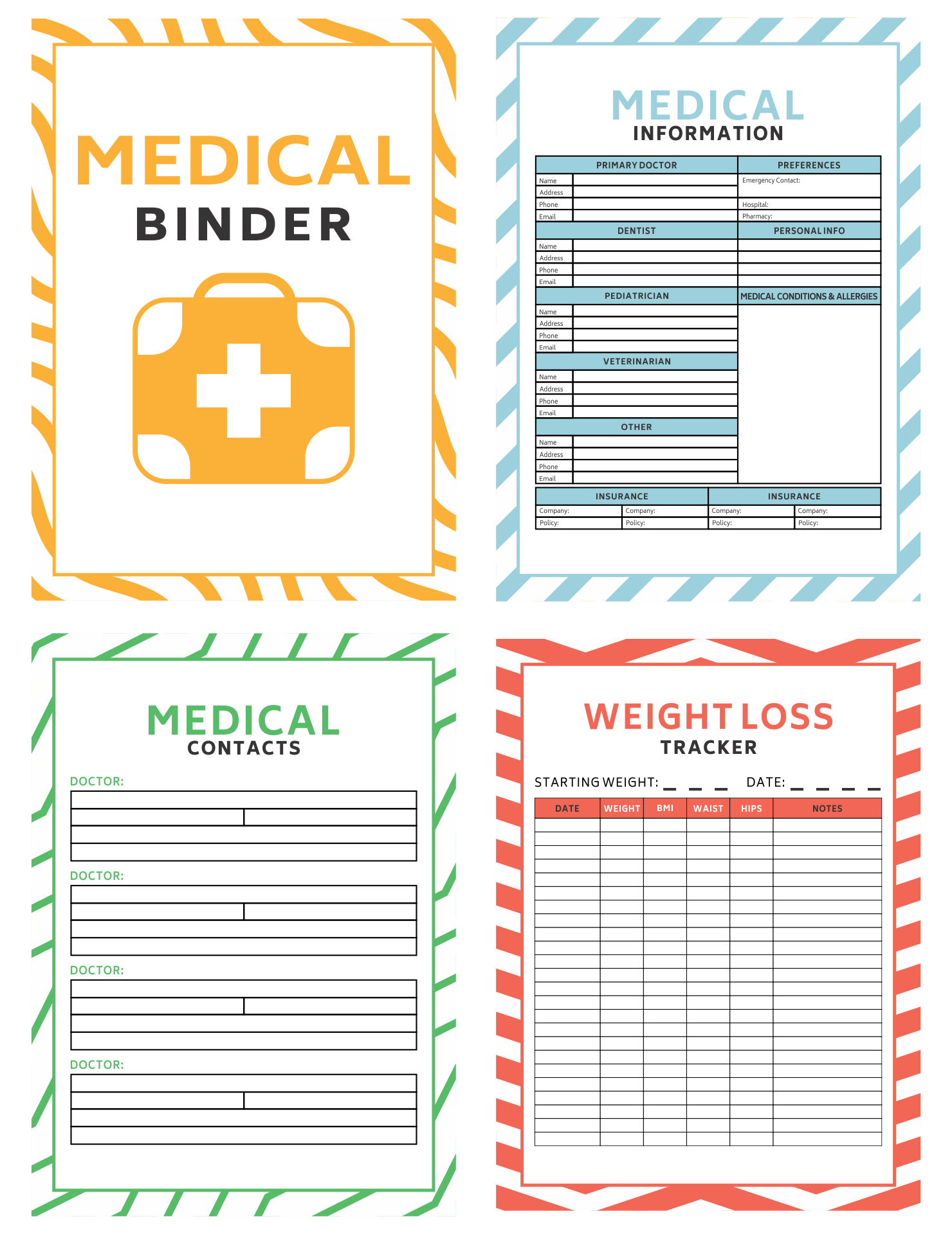 Downloadable Free Printable Medical Binder Forms