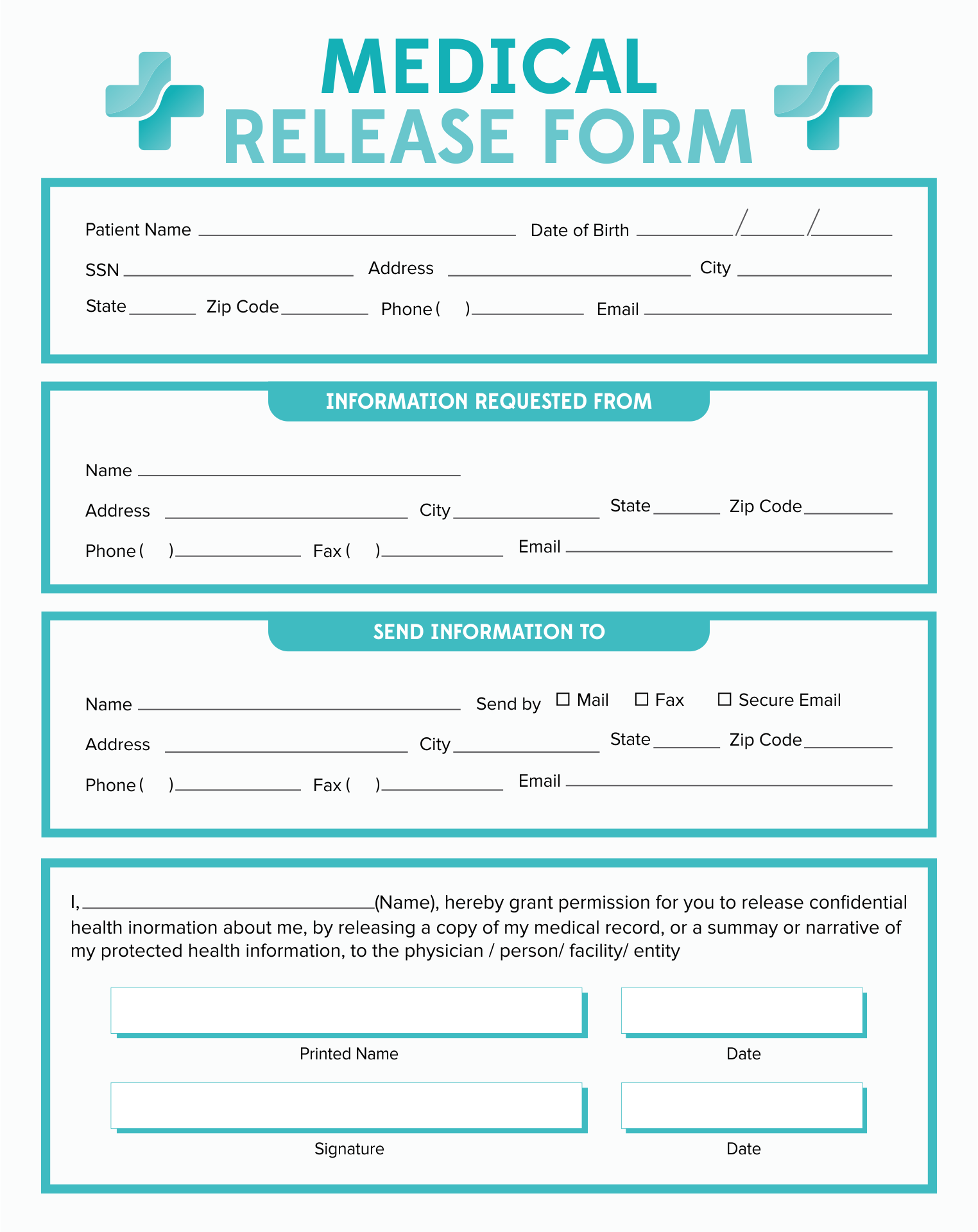 Free Medical Release Form Printable For Adult