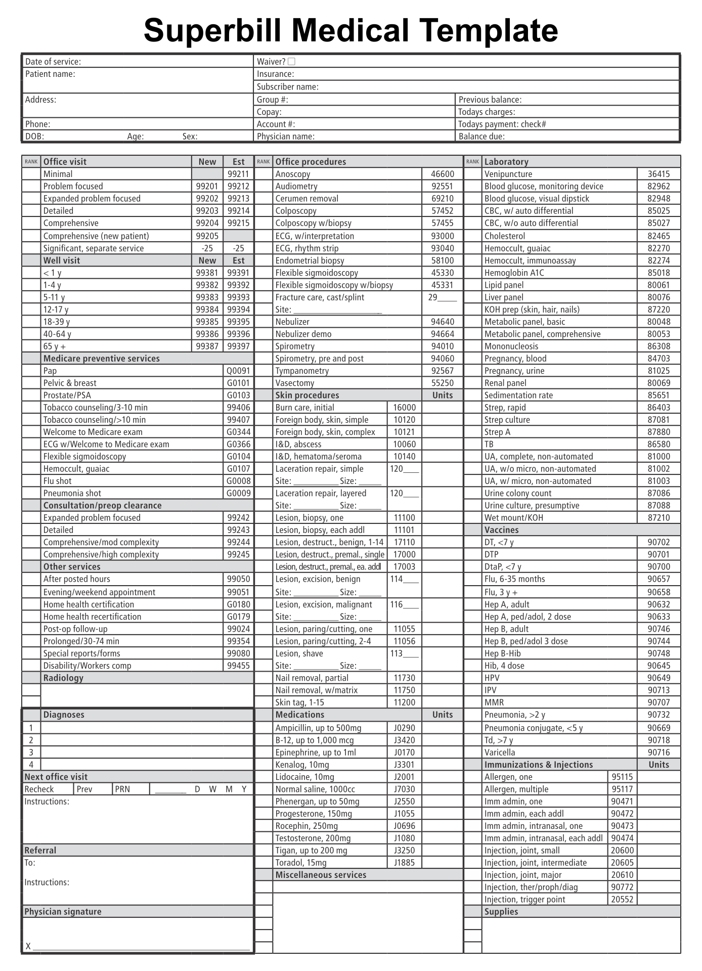 Medical Superbills 10 Free PDF Printables Printablee