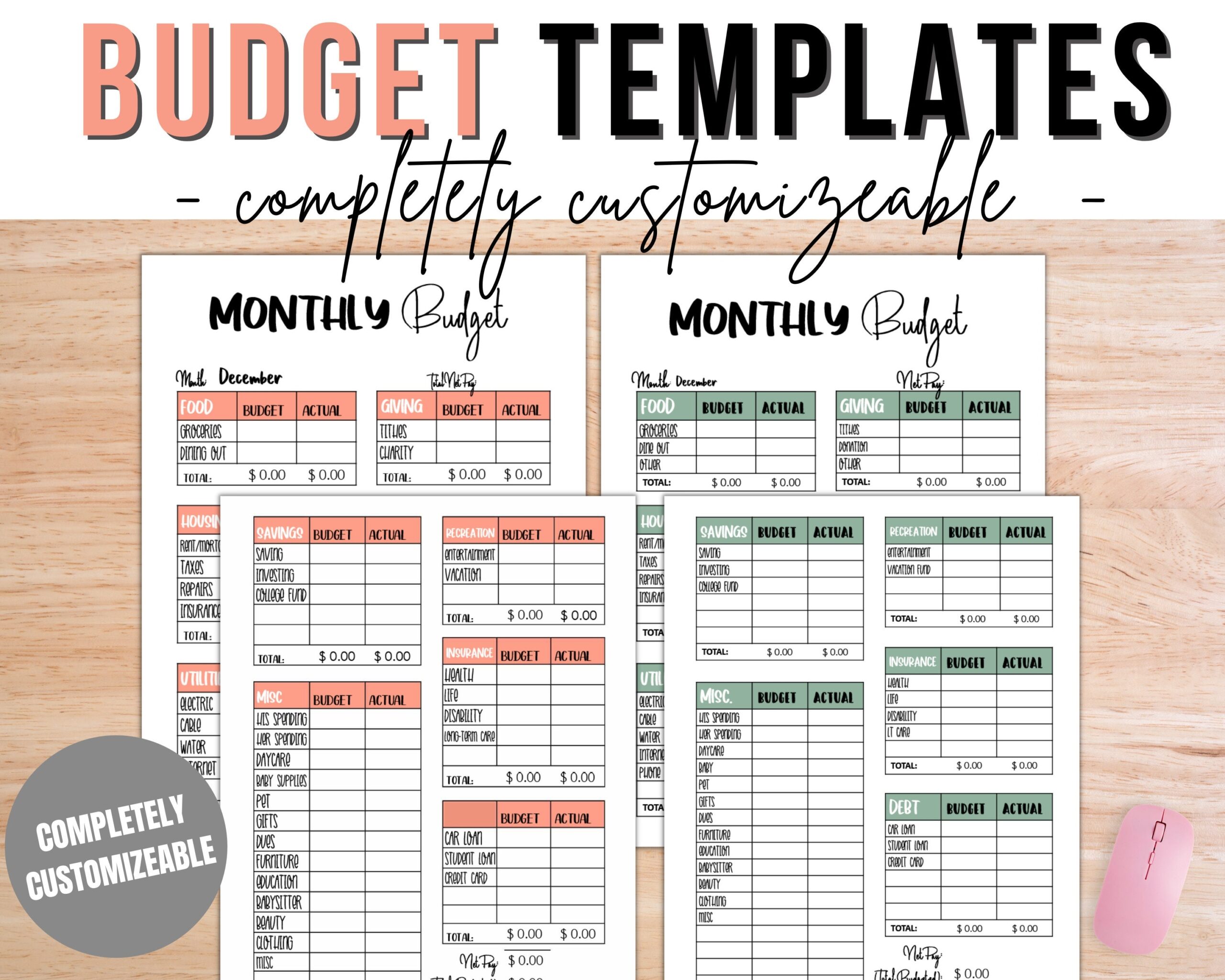Monthly Budget Templates Budget Printable Budget Planner Editable PDF Fillable PDF Expense Tracking Printable Dave Ramsey Budget Etsy