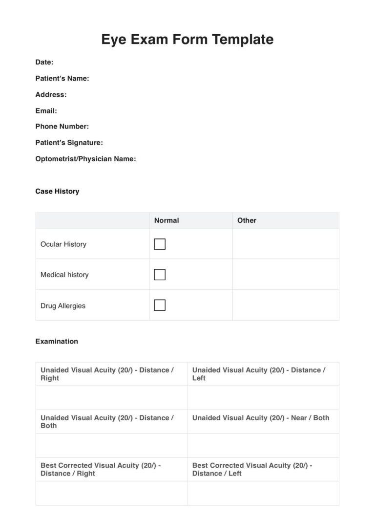 Ophthalmologic Exam U0026 Example Free PDF Download